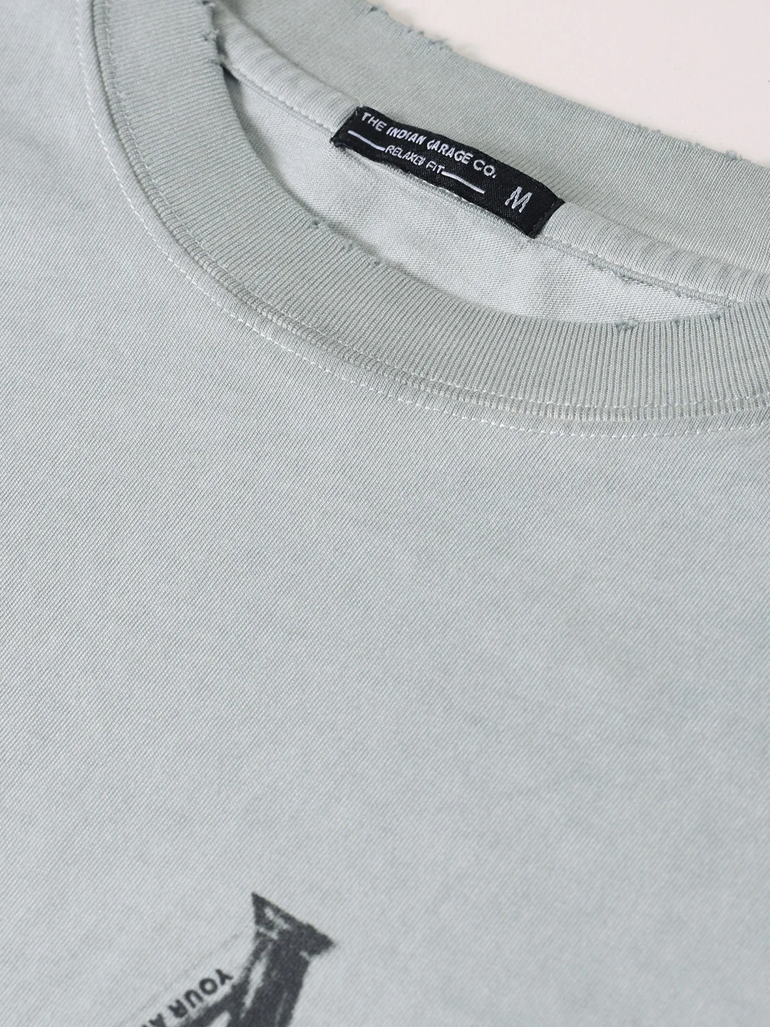 Men's Grey Relaxed Fit Graphic Printed 240 GSM Street Wear T-Shirt - Image 4