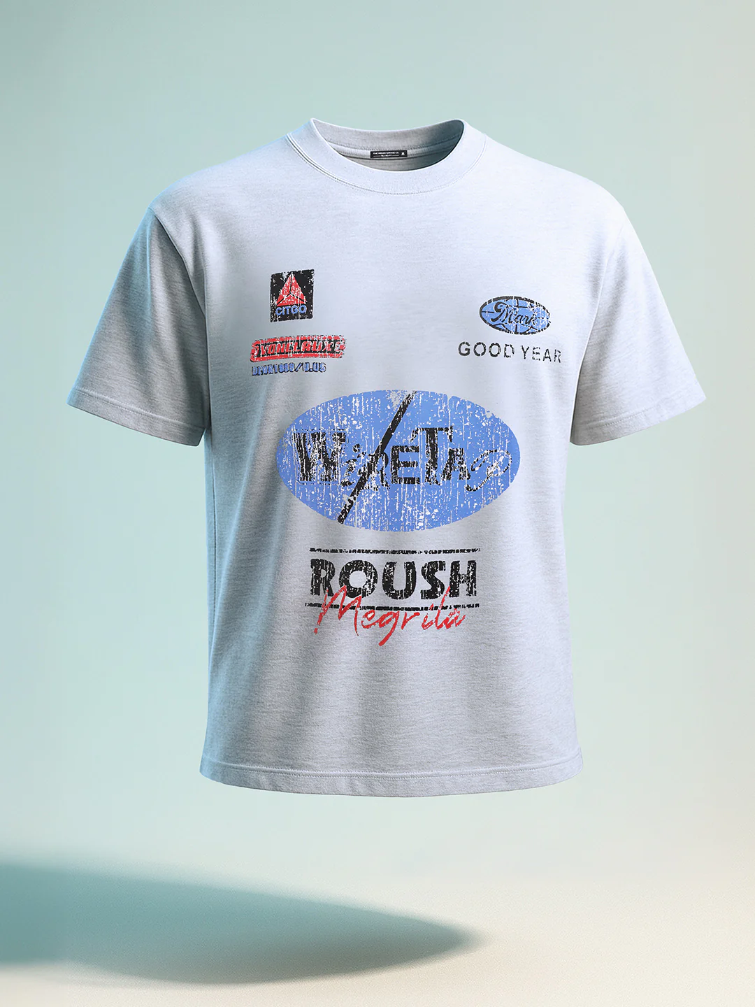 Men's Grey Relaxed Fit Graphic Printed 240 GSM Street Wear T-Shirt
