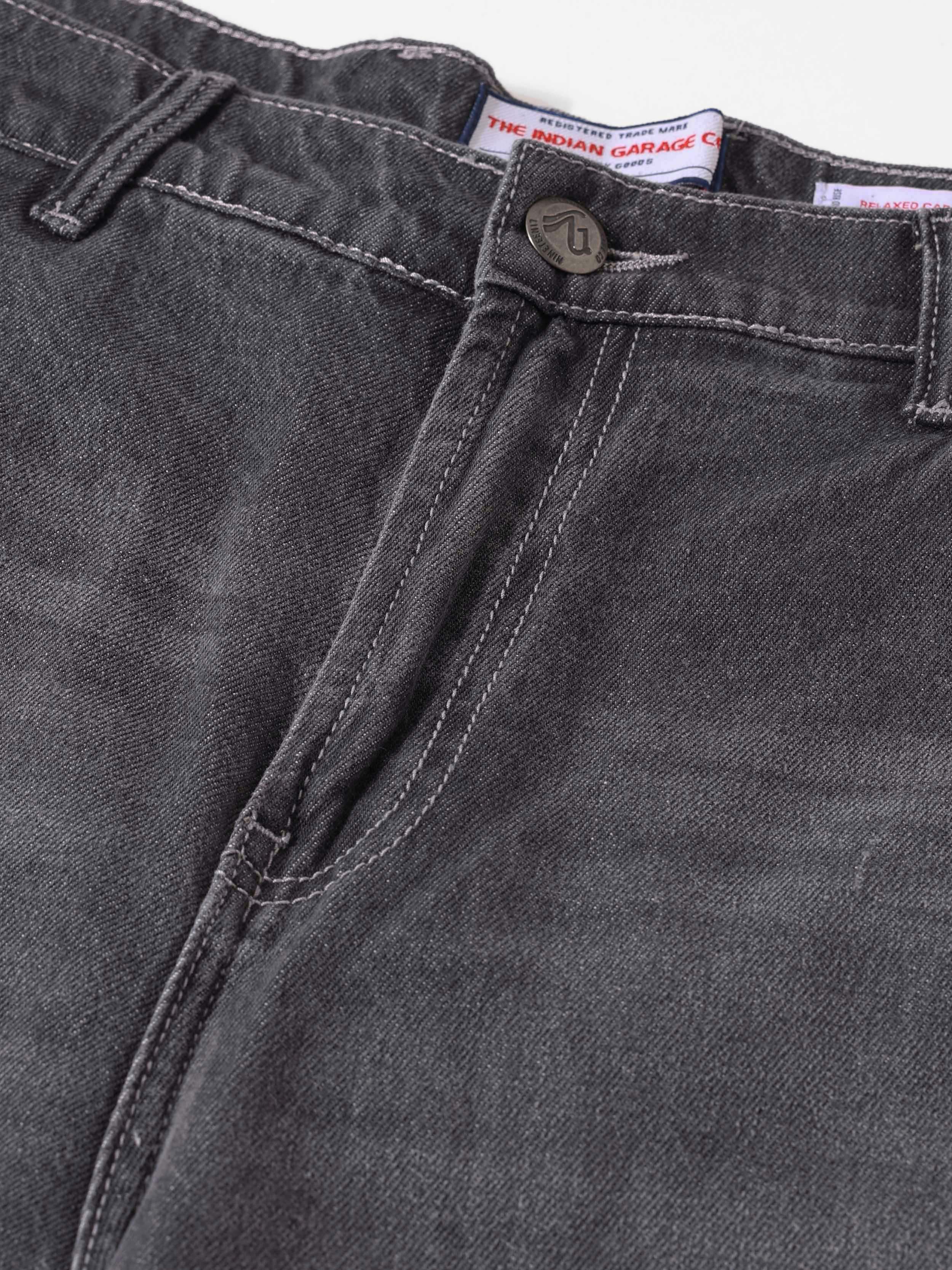 Men's Grey Relaxed Fit Solid Casual Jeans - Image 7
