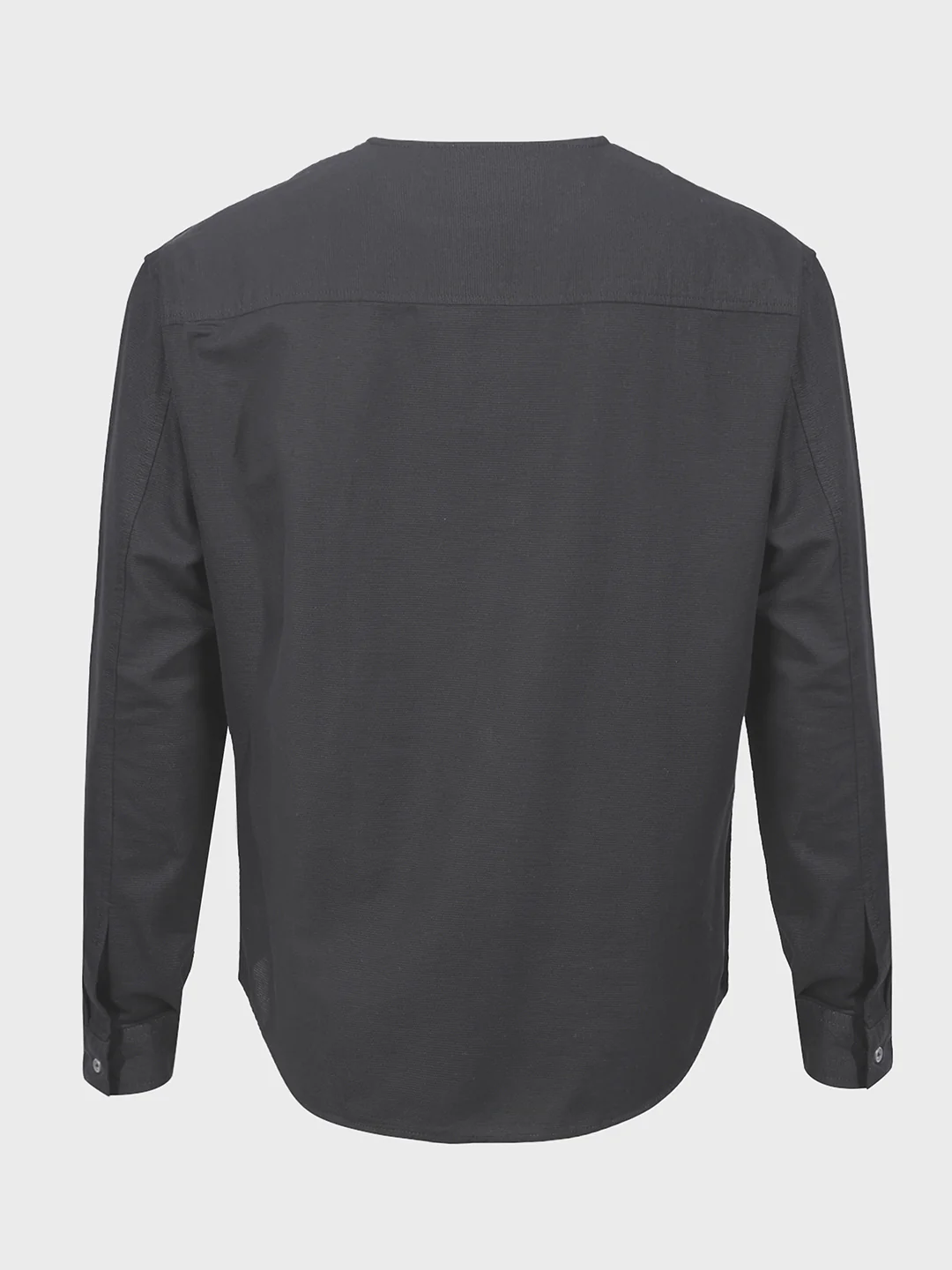 Men's Grey Relaxed Fit Solid Casual Shirt - Image 4