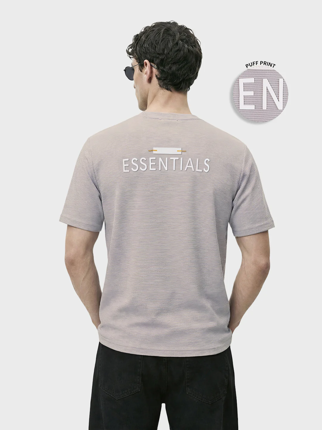Men's Grey Relaxed Fit Solid Casual T-Shirts - Image 3
