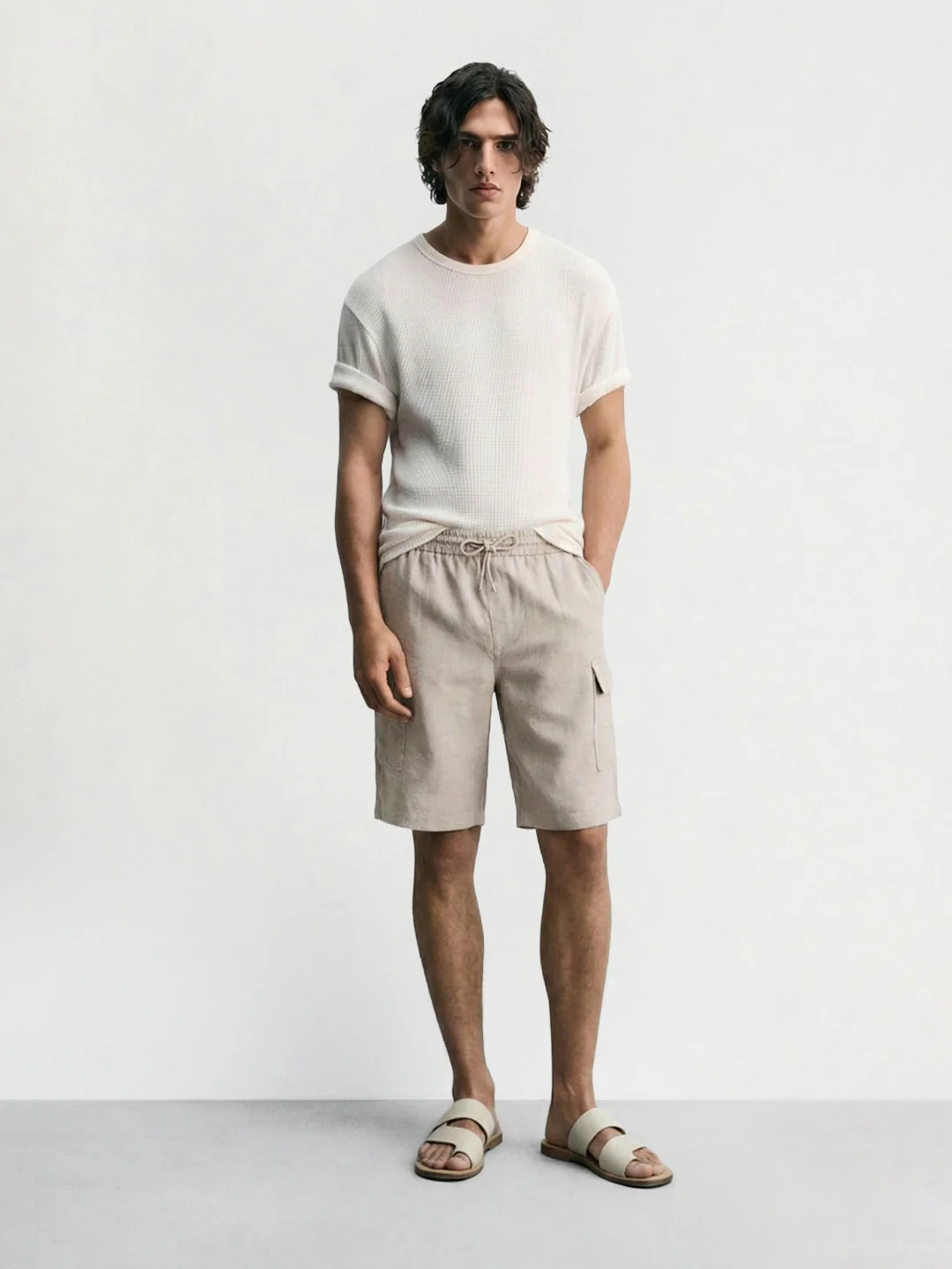 Men's Grey Relaxed Fit Solid Resort Wear Shorts - Image 4