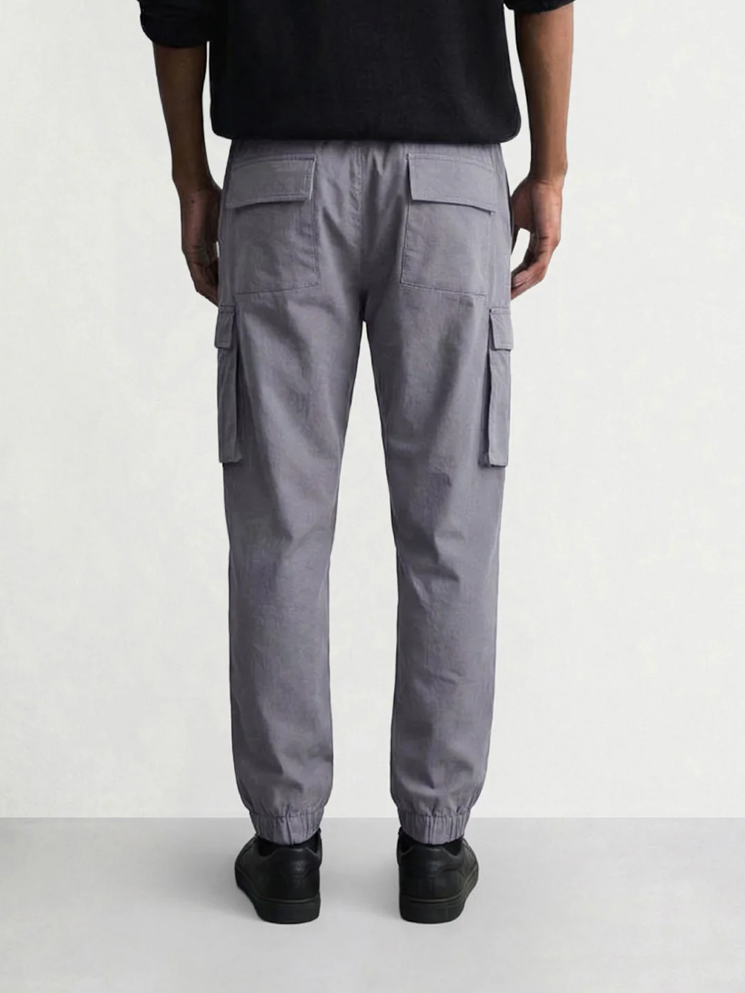 Men's Grey Relaxed Fit Solid Utility Cargo - Image 2