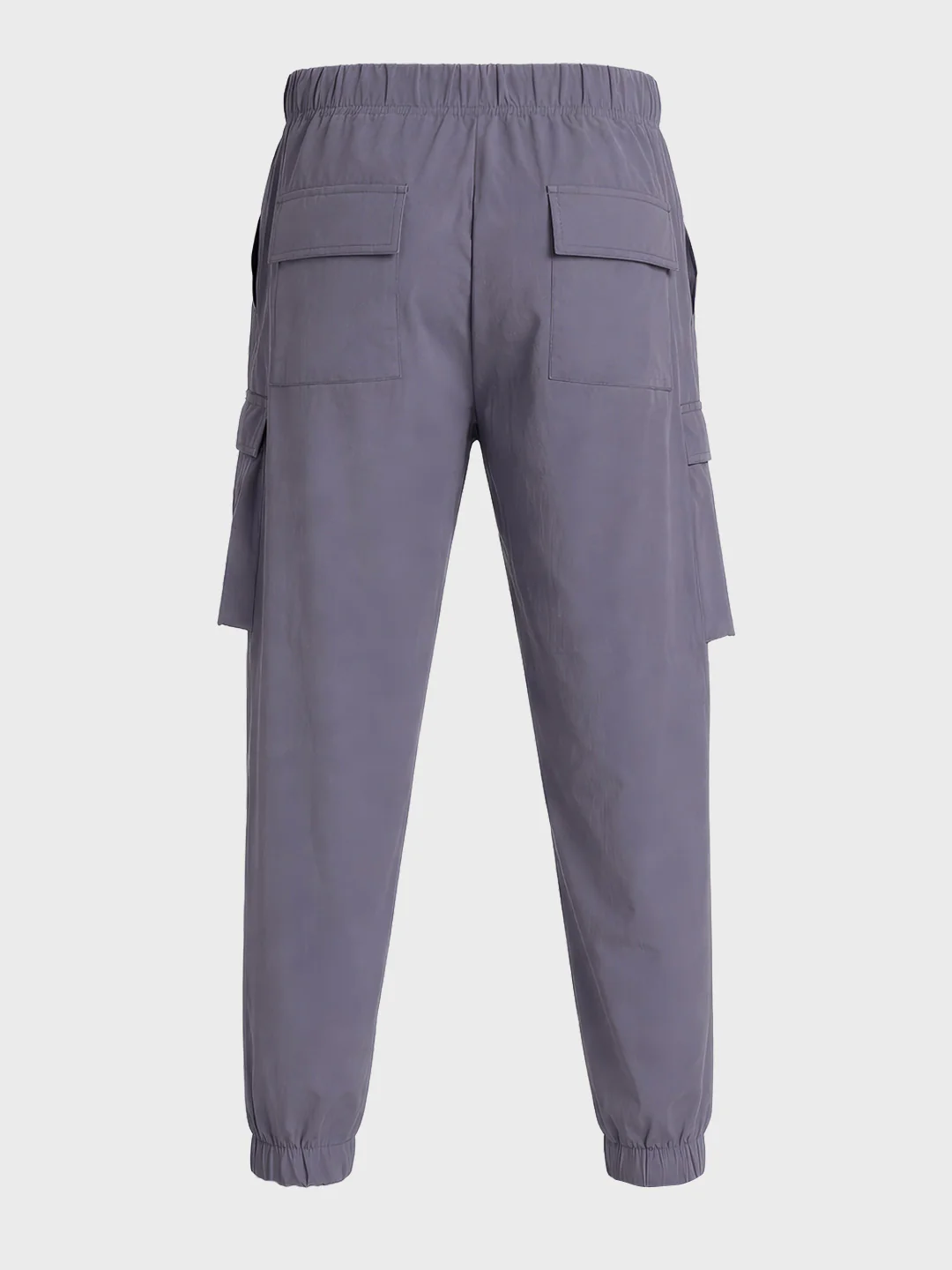 Men's Grey Relaxed Fit Solid Utility Cargo - Image 5