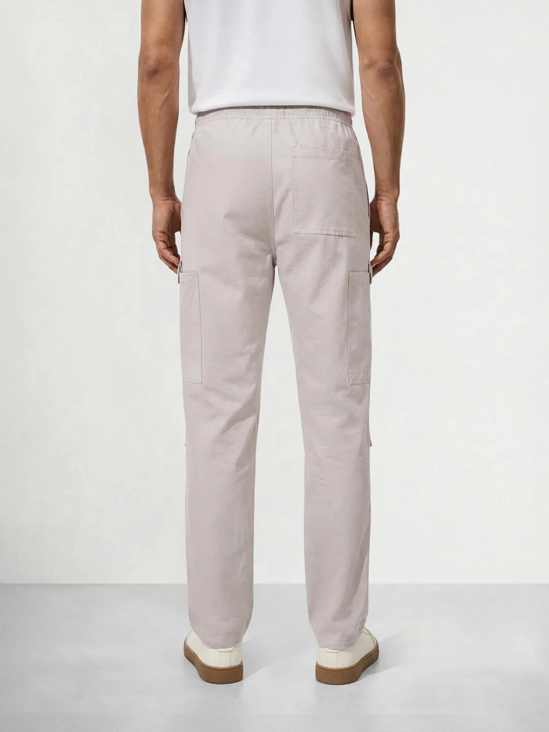 Men's Grey Relaxed Fit Solid Utility Cargo - Image 2