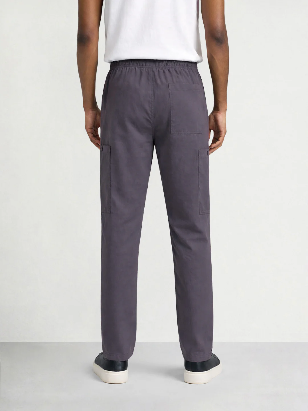 Men's Grey Relaxed Fit Solid Utility Cargo - Image 2