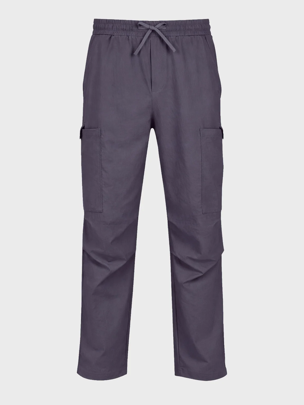 Men's Grey Relaxed Fit Solid Utility Cargo - Image 4