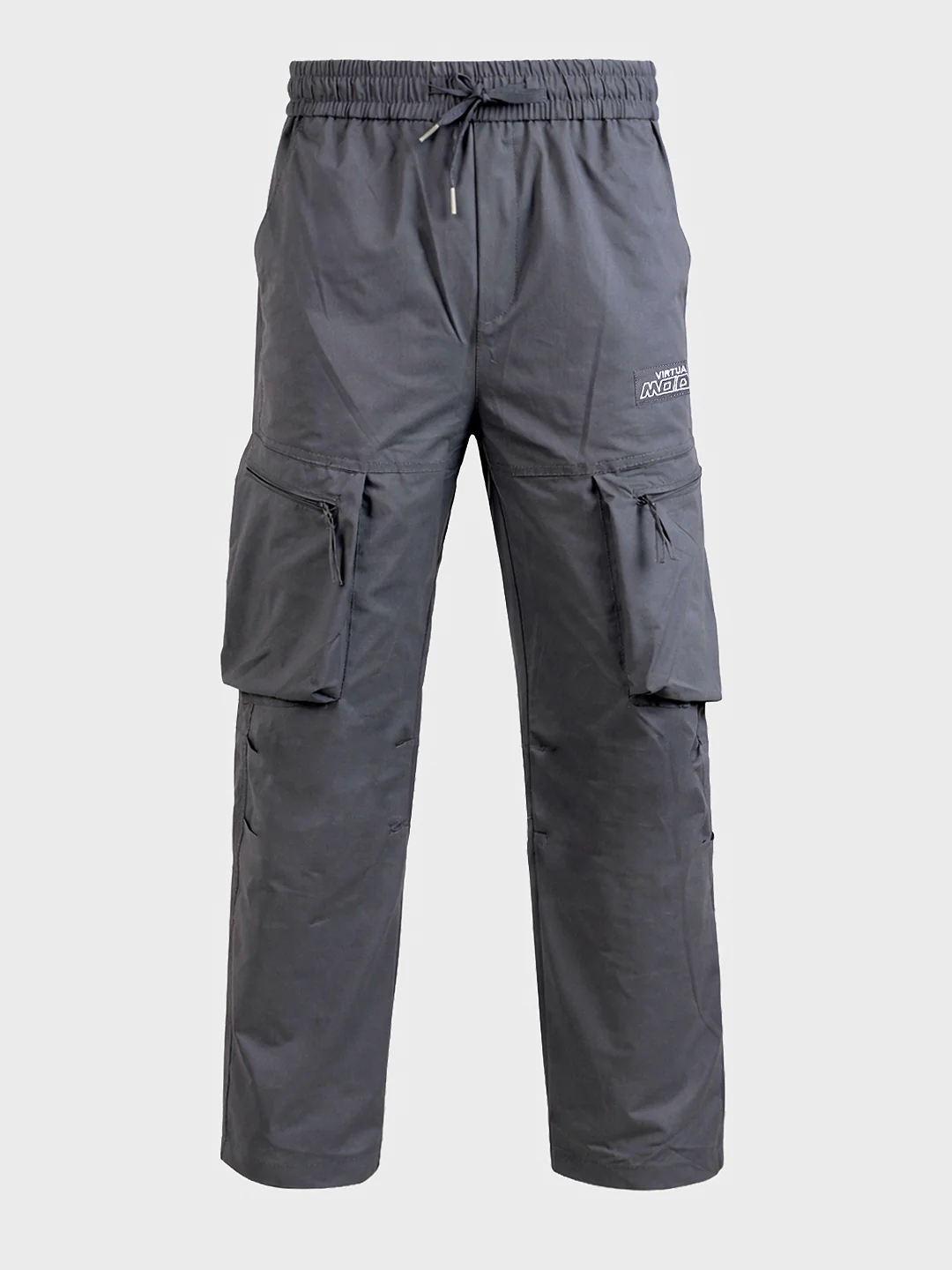 Men's Grey Relaxed Fit Solid Utility Cargo - Image 6