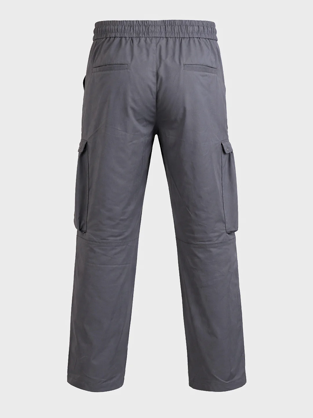 Men's Grey Relaxed Fit Solid Utility Cargo - Image 7