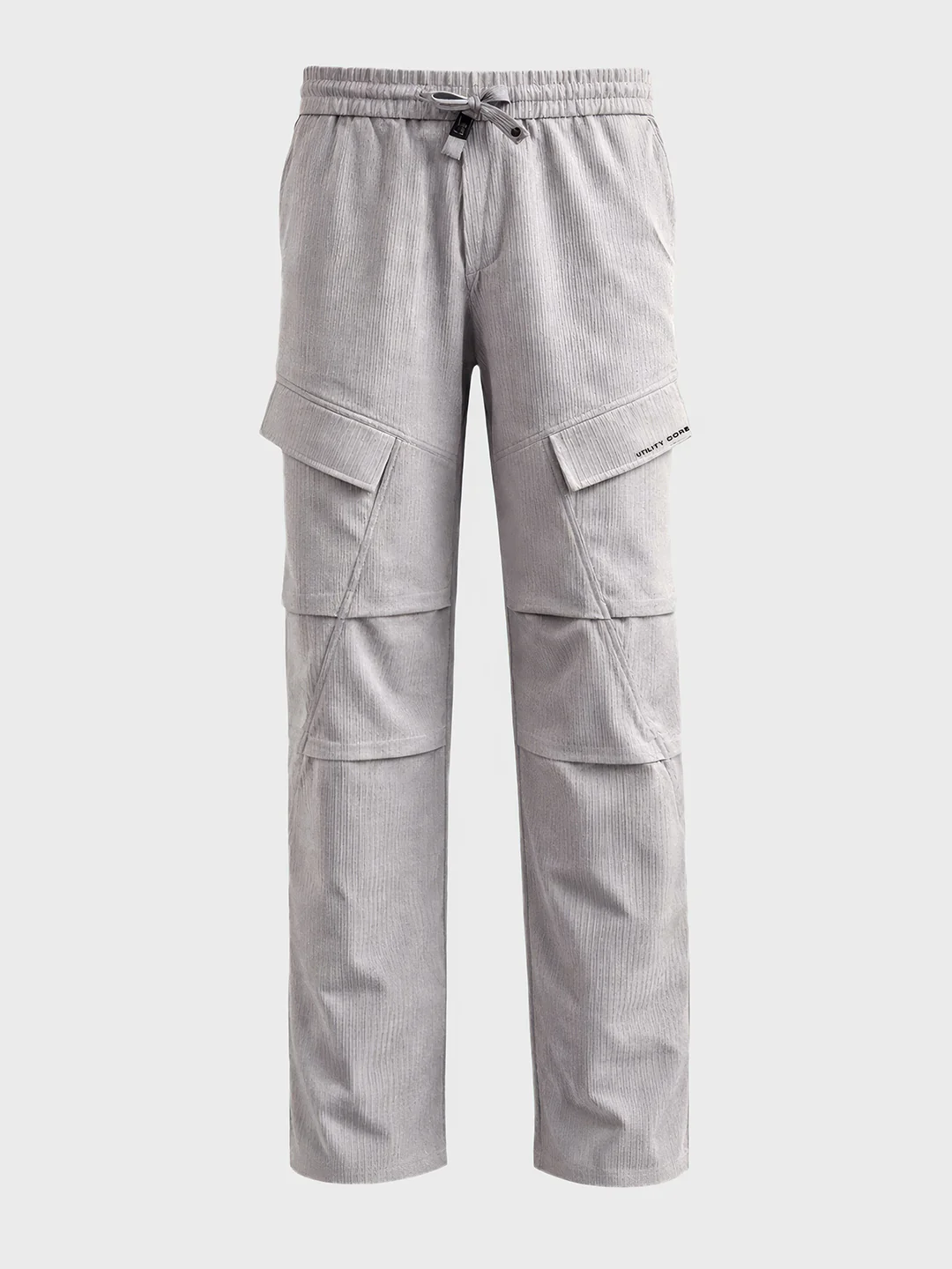 Men's Grey Relaxed Fit Solid Utility Cargo - Image 6