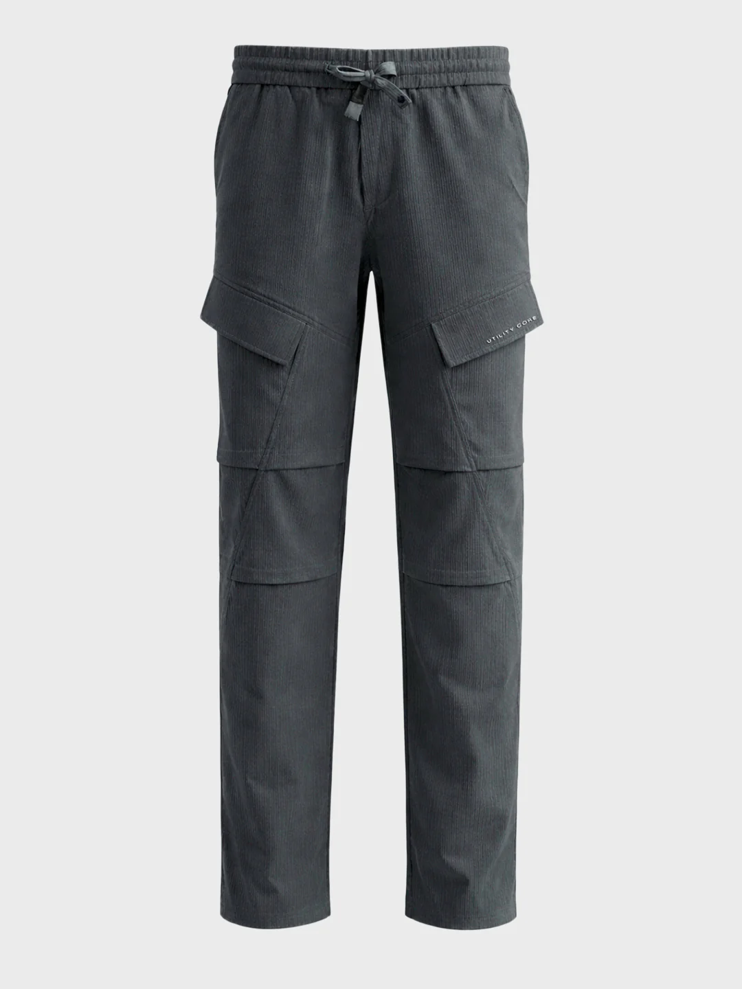 Men's Grey Relaxed Fit Solid Utility Cargo - Image 6