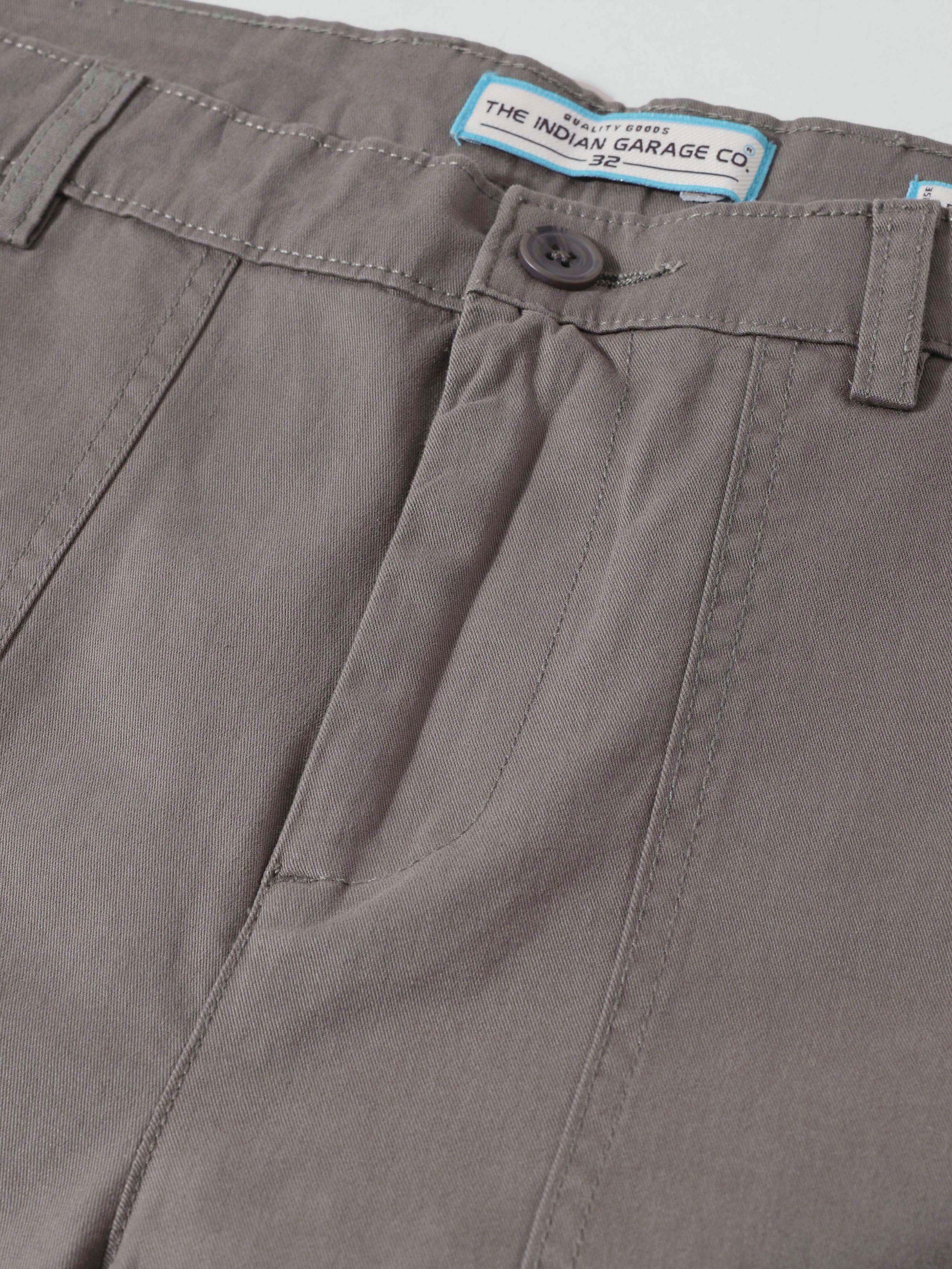 Men's Grey Relaxed Fit Solid Utility Cargo - Image 7
