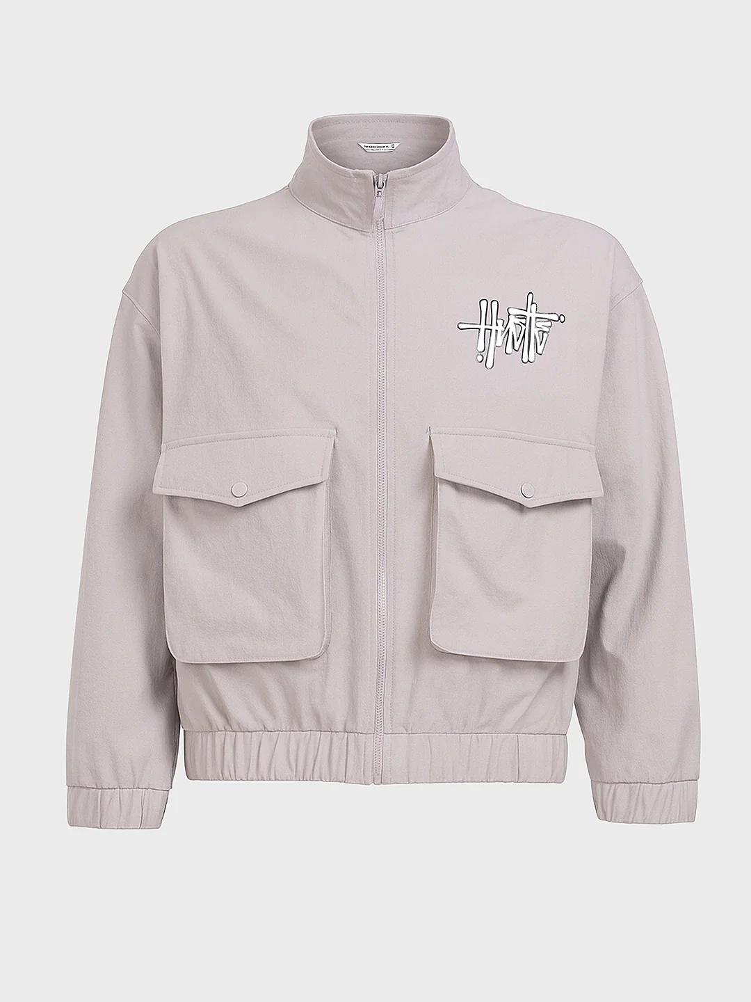 Men's Grey Relaxed Fit Solid Utility Jacket - Image 3