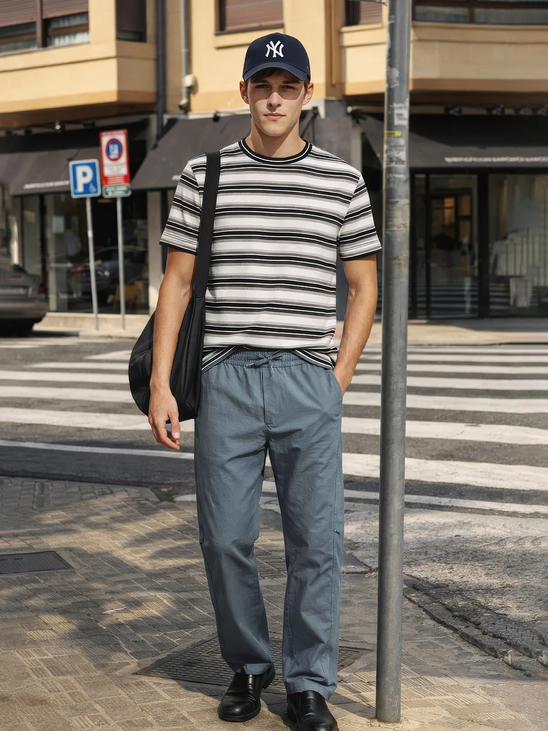 Men's Grey Relaxed Fit Solid Utility Joggers - Image 3
