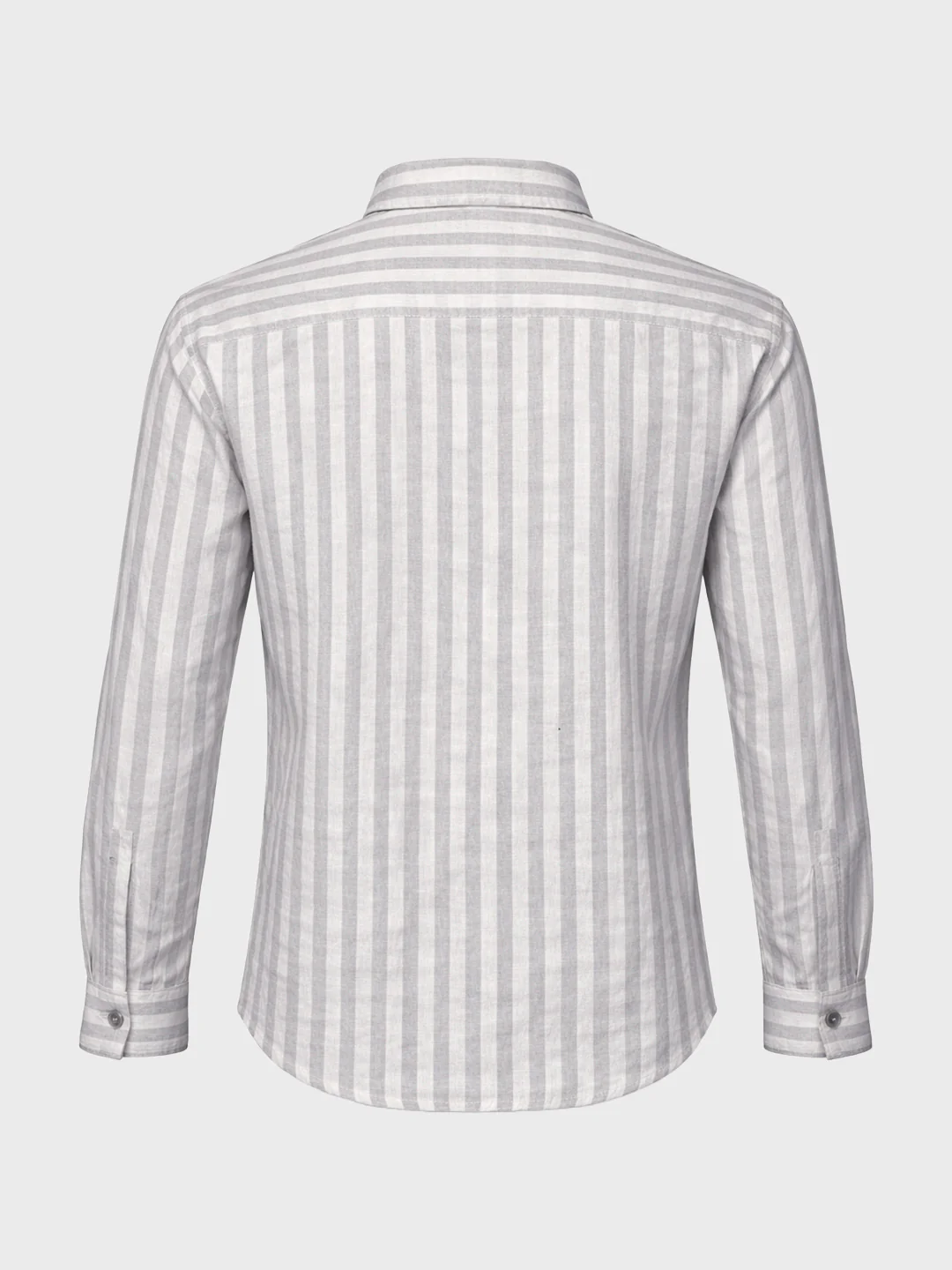 Men's Grey Relaxed Fit Striped Casual Shirt - Image 6