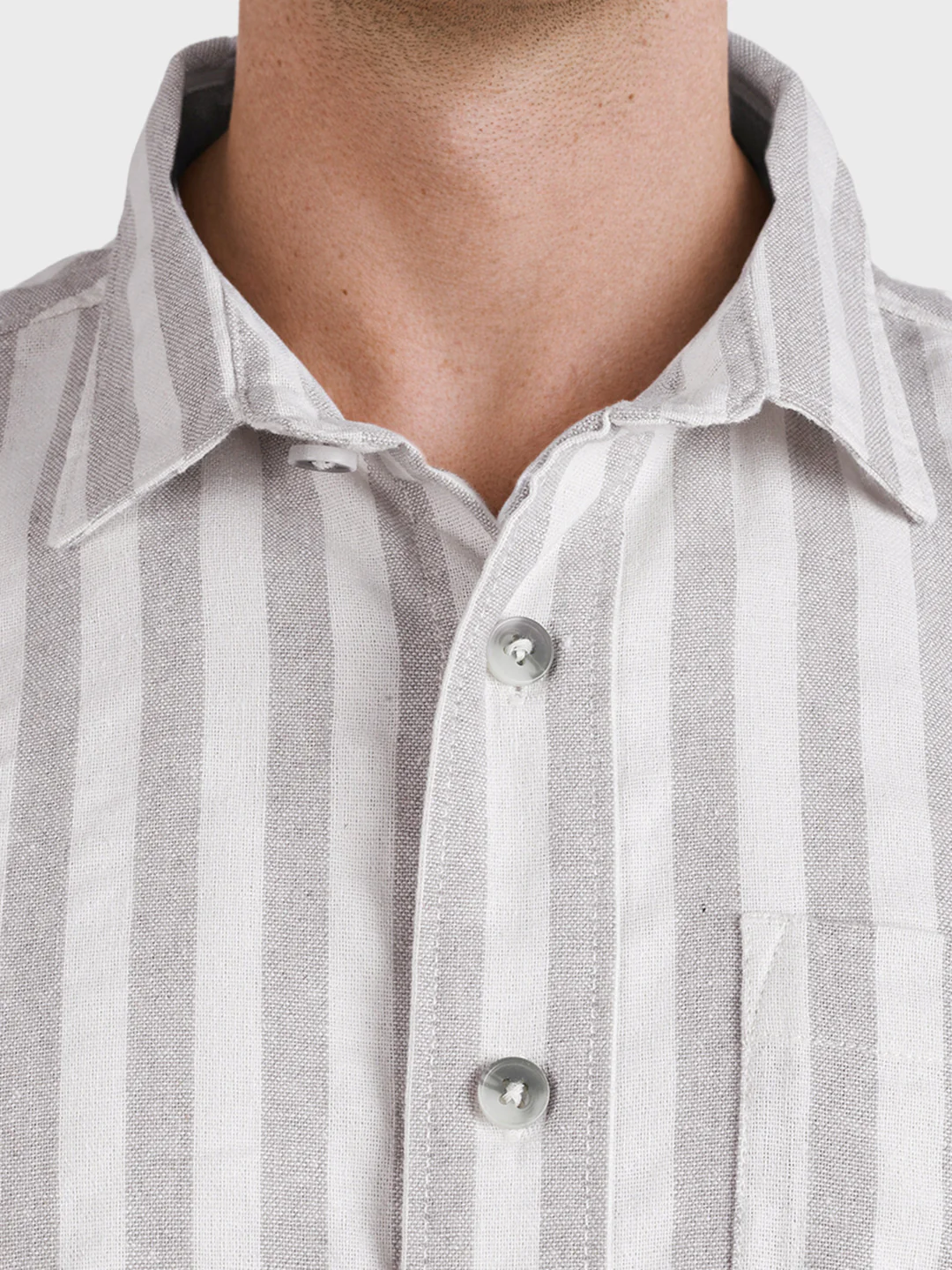 Men's Grey Relaxed Fit Striped Casual Shirt - Image 7