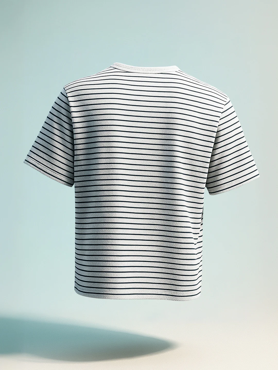 Men's Grey Relaxed Fit Striped 240 GSM Street Wear T-Shirt - Image 2
