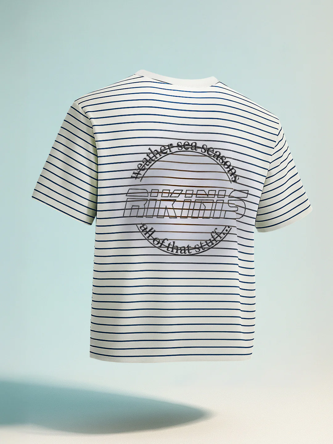 Men's Grey Relaxed Fit Striped 240 GSM Street Wear T-Shirt