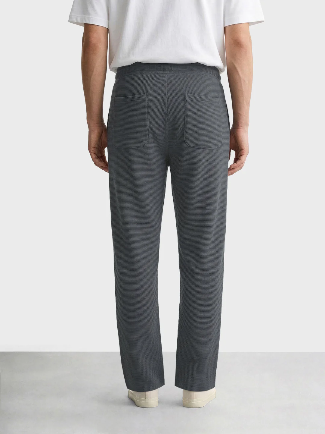 Men's Grey Relaxed Fit Textured Casual Joggers - Image 4