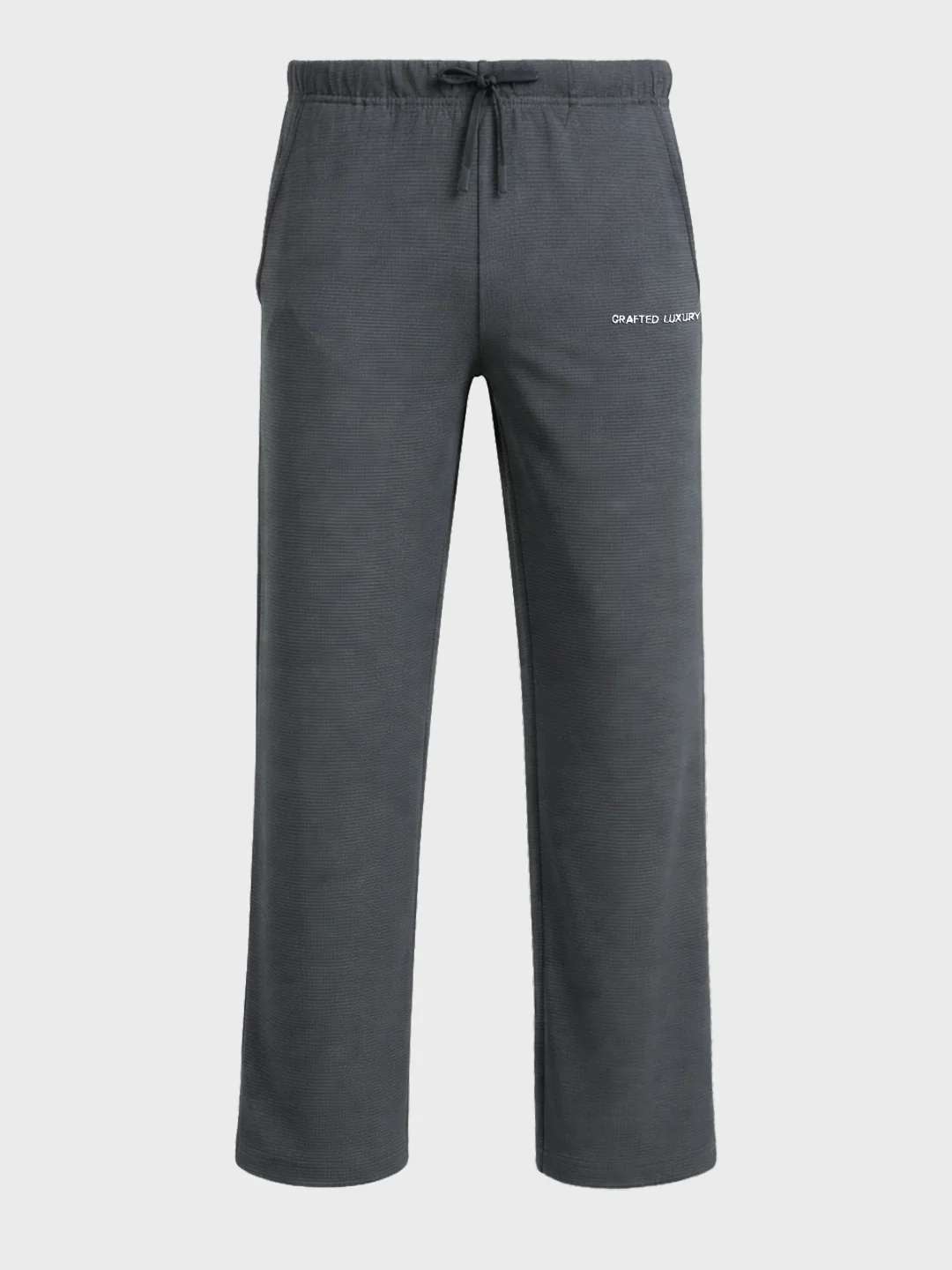 Men's Grey Relaxed Fit Textured Casual Joggers - Image 6
