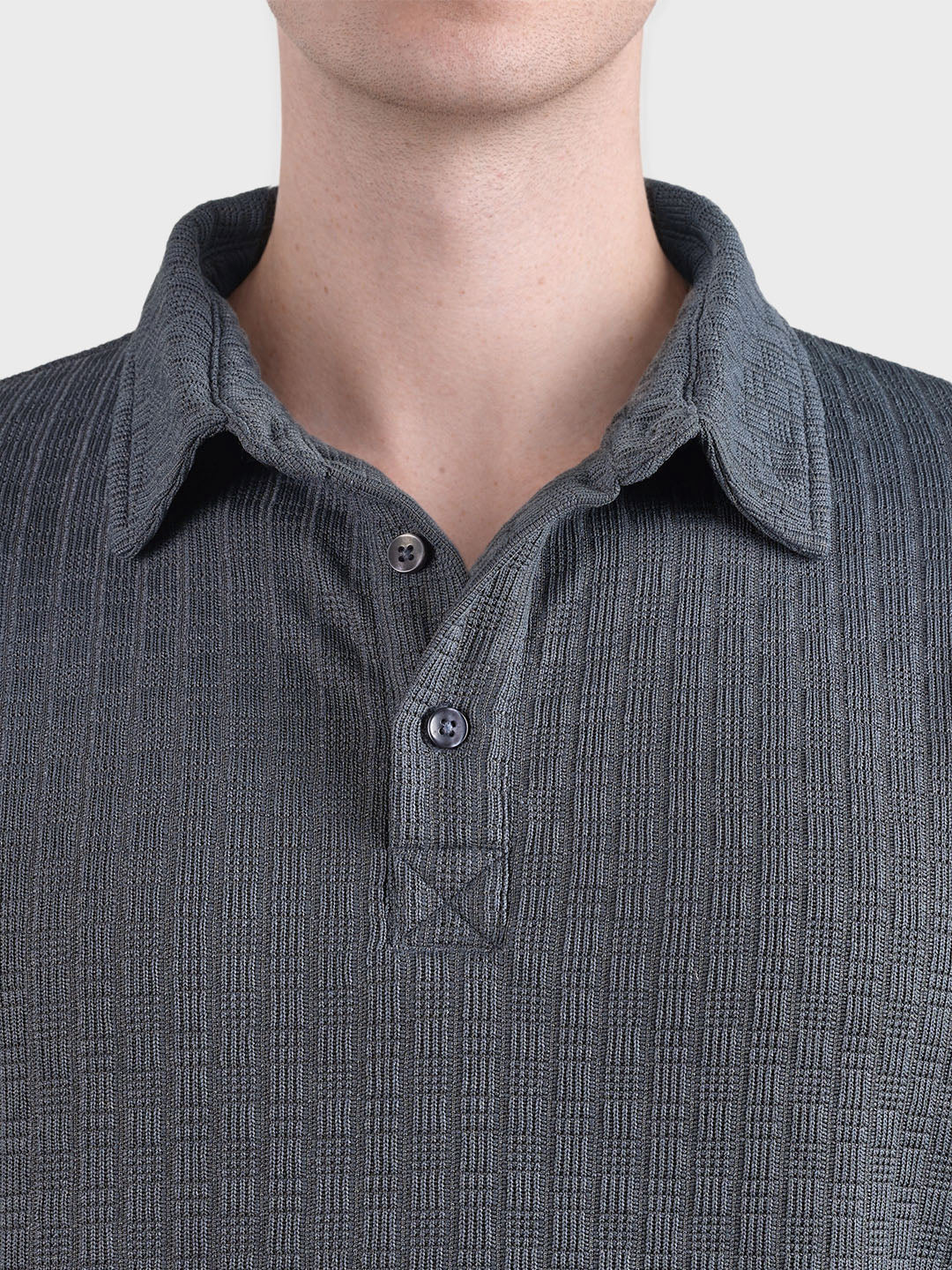 Men's Grey Relaxed Fit Textured Casual T-Shirts - Image 7