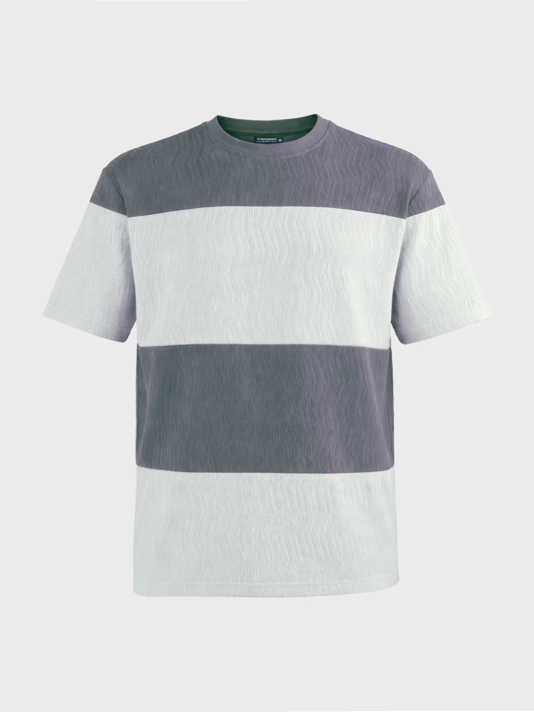 Men's Grey Relaxed Fit Textured Casual T-Shirts - Image 4