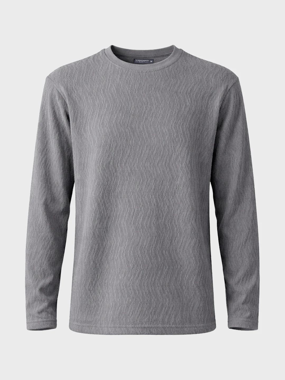 Men's Grey Relaxed Fit Textured Casual T-Shirts - Image 4