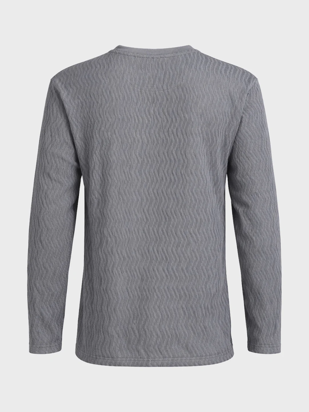 Men's Grey Relaxed Fit Textured Casual T-Shirts - Image 5