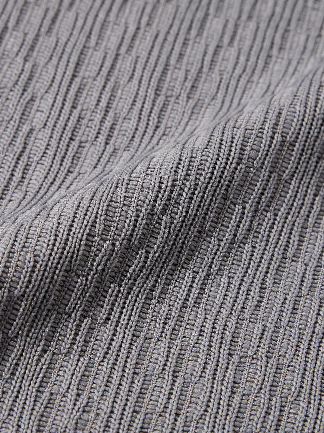 Men's Grey Relaxed Fit Textured Casual T-Shirts - Image 7