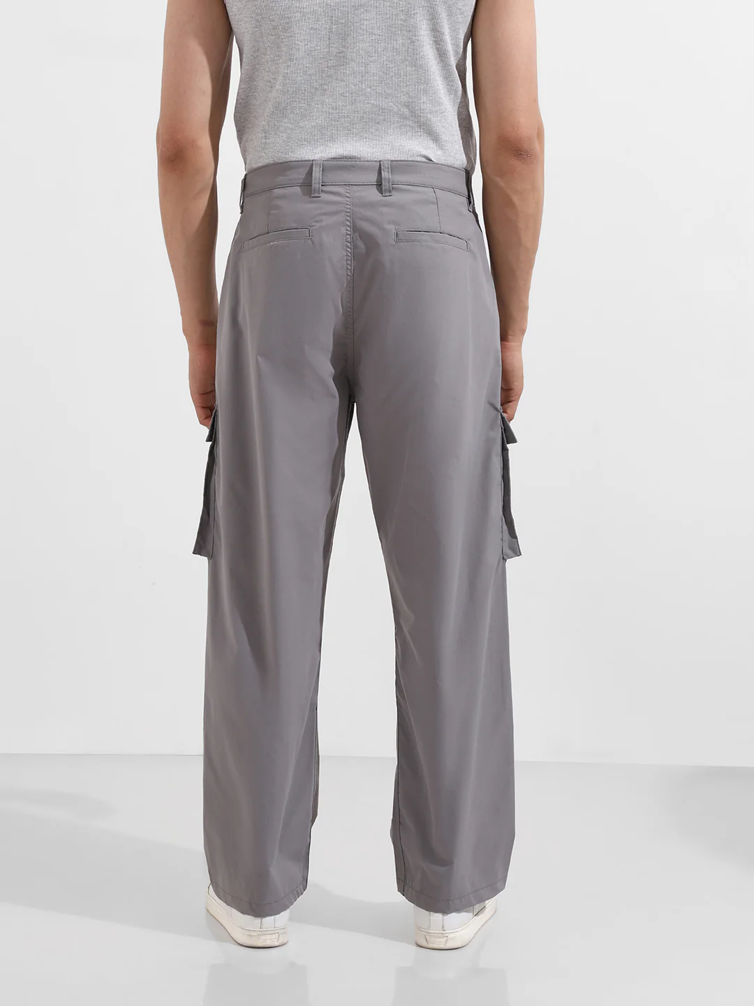 Men's Grey Relaxed Fit Textured Utility Cargo - Image 7