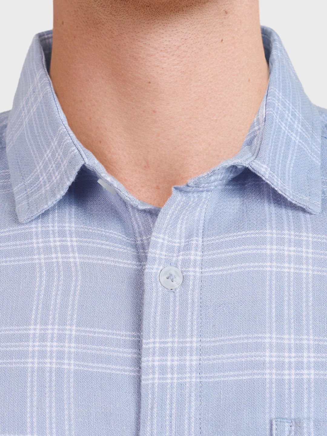 Men's Grey Slim Fit Checked Casual Shirt - Image 3