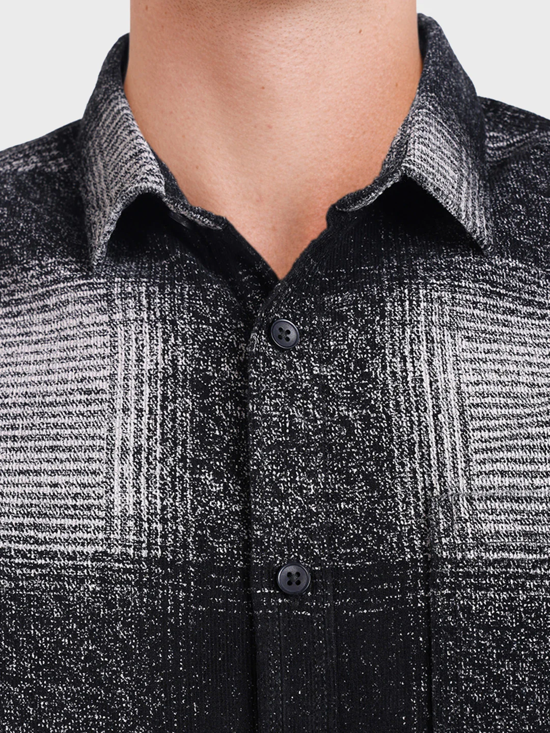 Men's Grey Slim Fit Checked Casual Shirt - Image 3