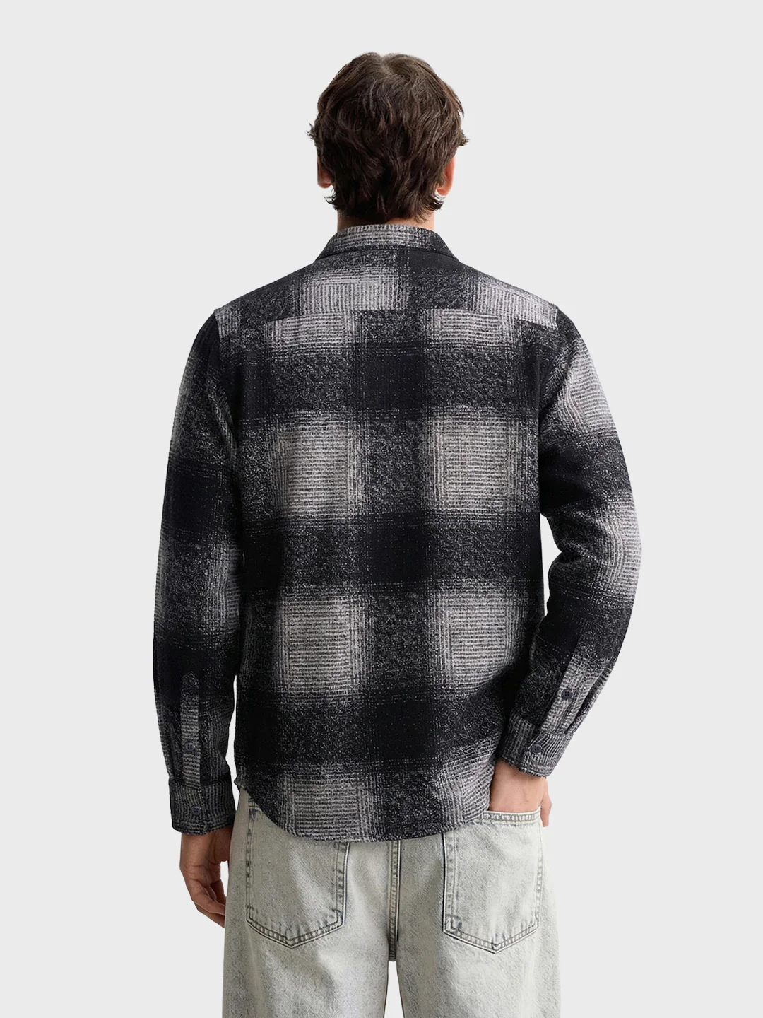 Men's Grey Slim Fit Checked Casual Shirt - Image 5