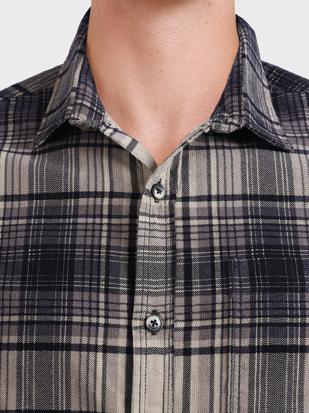 Men's Grey Slim Fit Checked Casual Shirt - Image 3