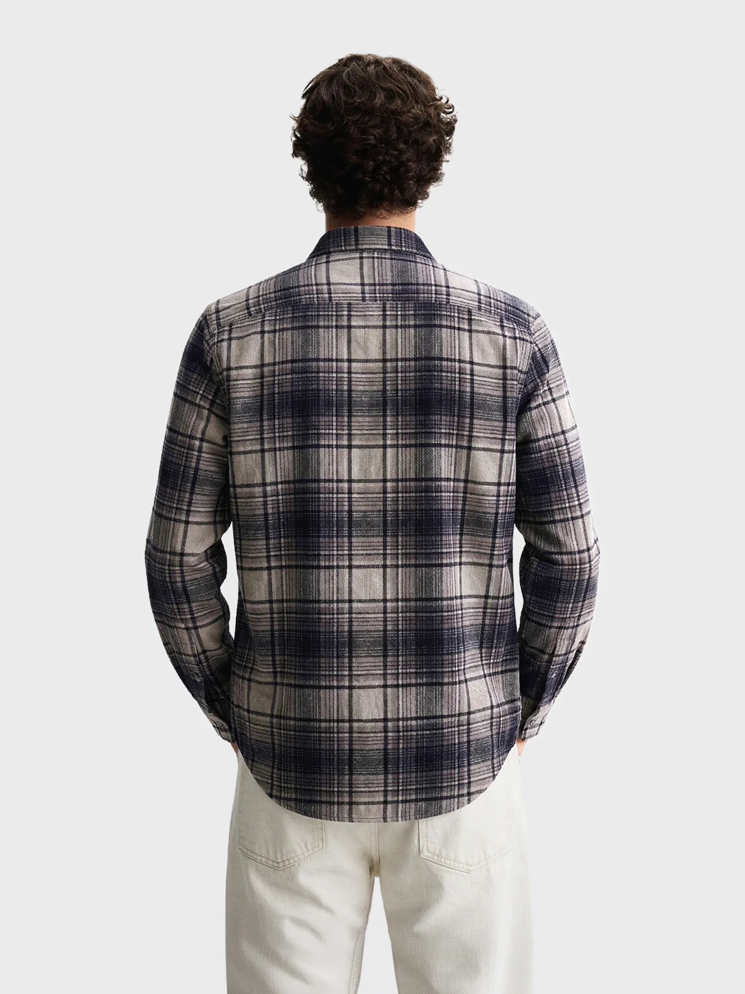 Men's Grey Slim Fit Checked Casual Shirt - Image 5