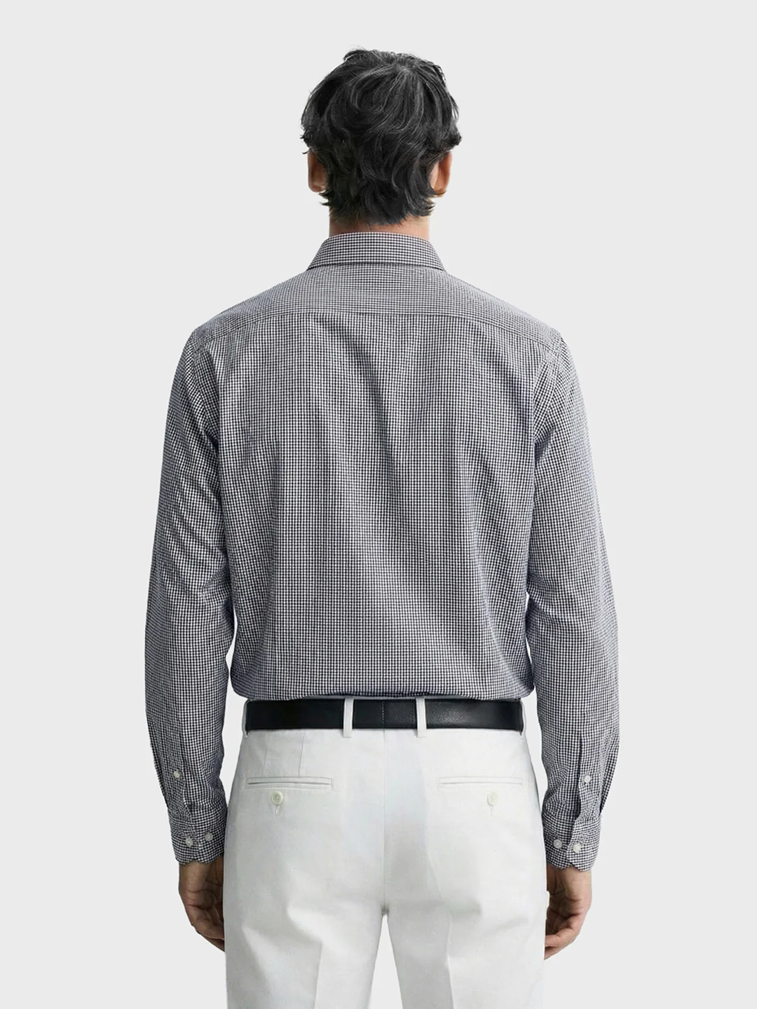 Men's Grey Slim Fit Checked Formal Shirt - Image 2