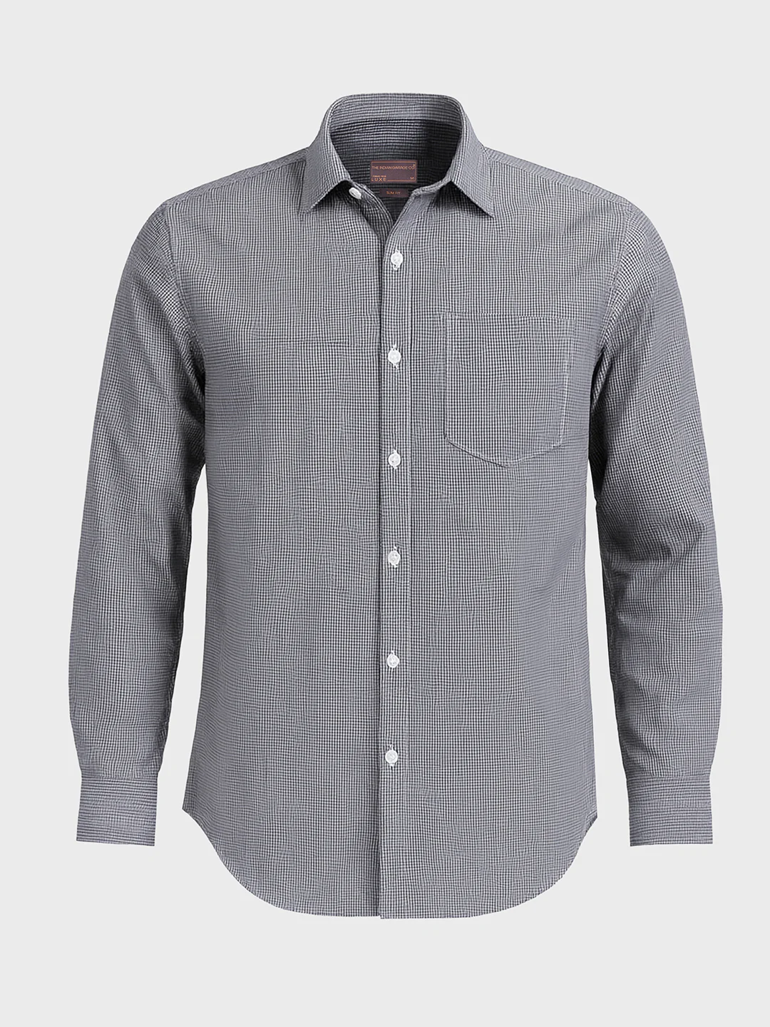 Men's Grey Slim Fit Checked Formal Shirt - Image 3