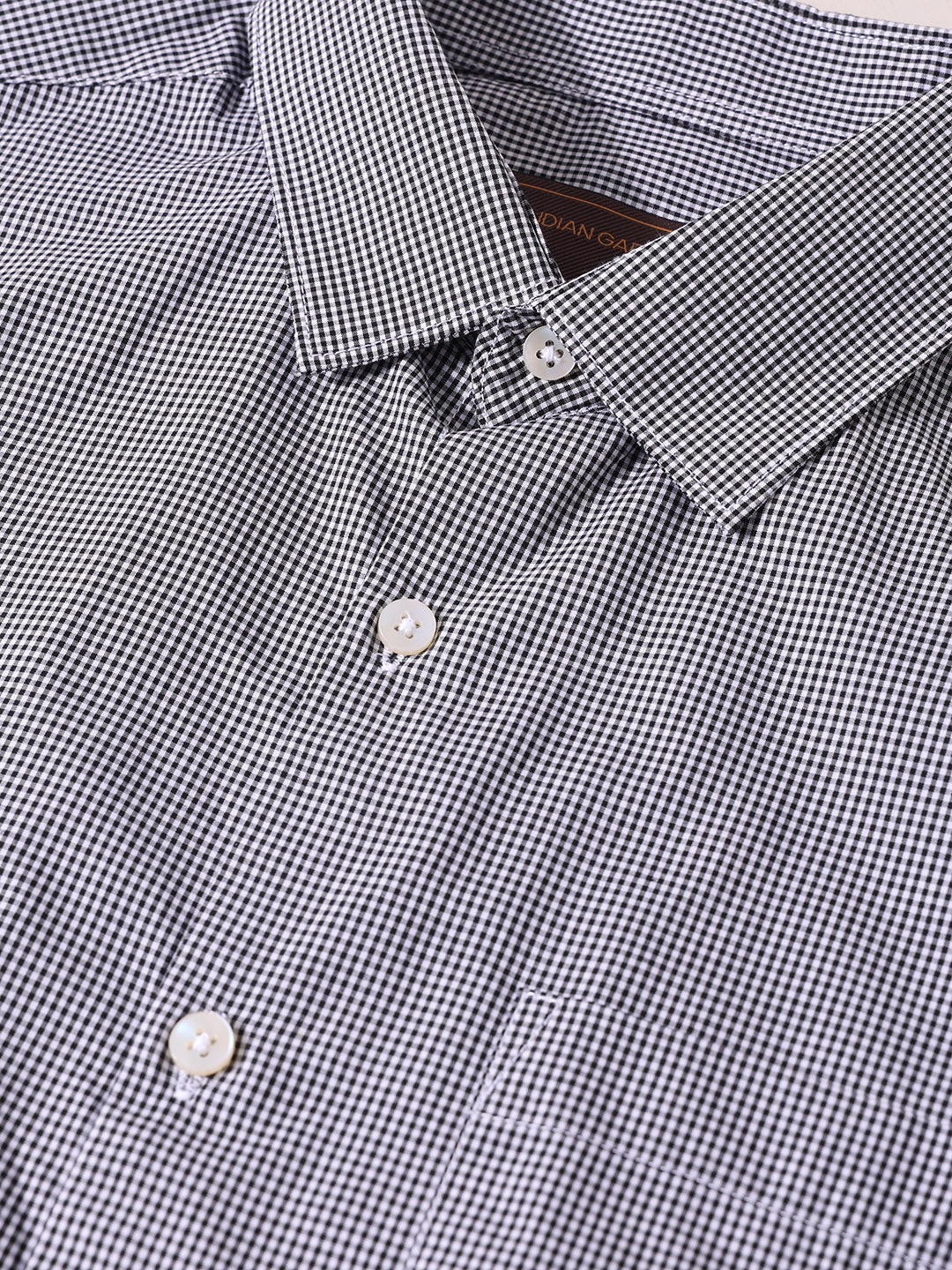 Men's Grey Slim Fit Checked Formal Shirt - Image 5
