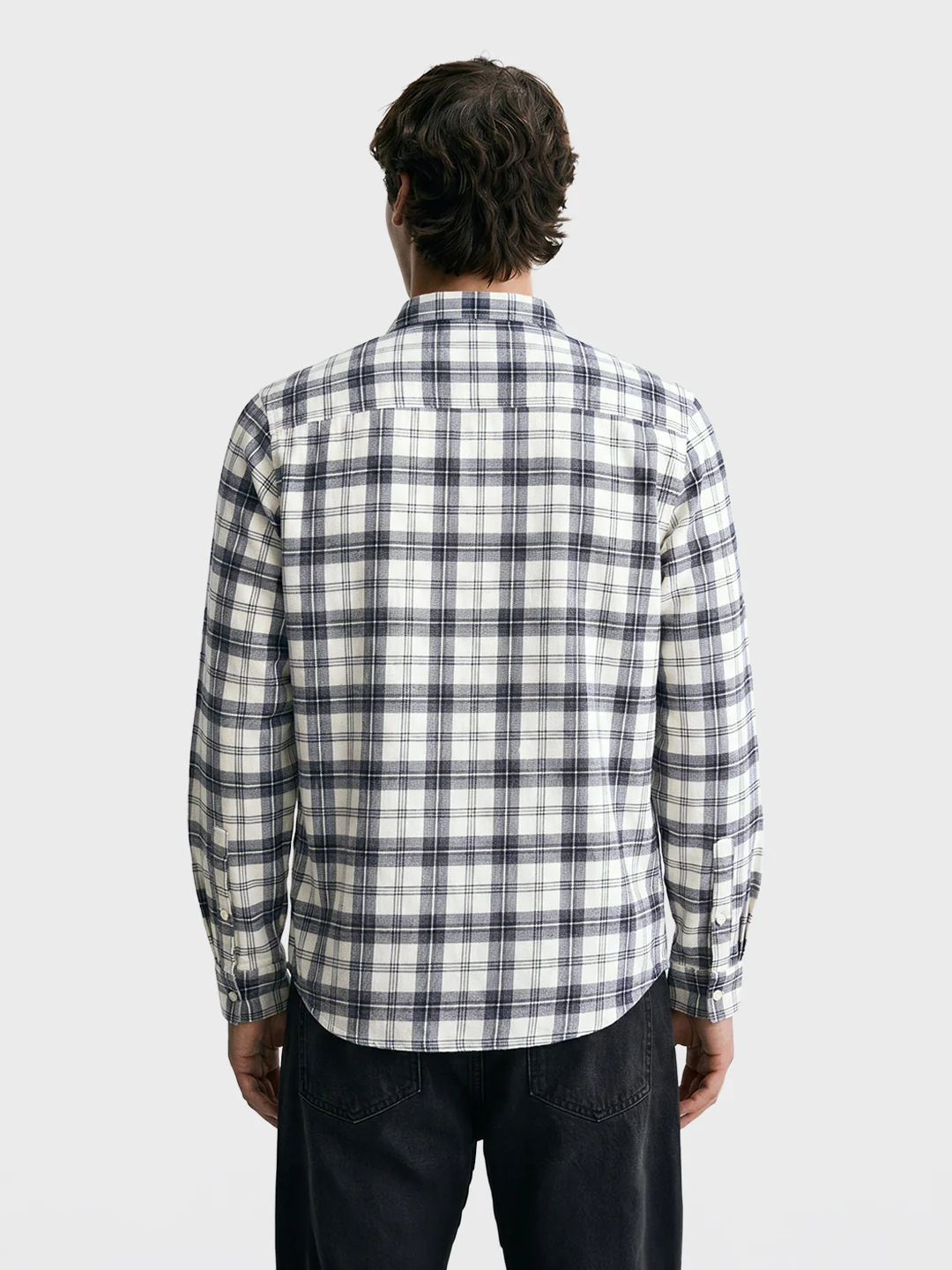 Men's Grey Slim Fit Checkered Casual Shirt - Image 5