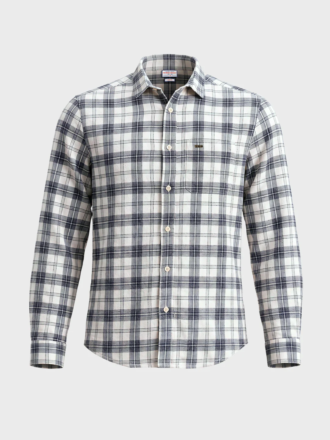 Men's Grey Slim Fit Checkered Casual Shirt - Image 6