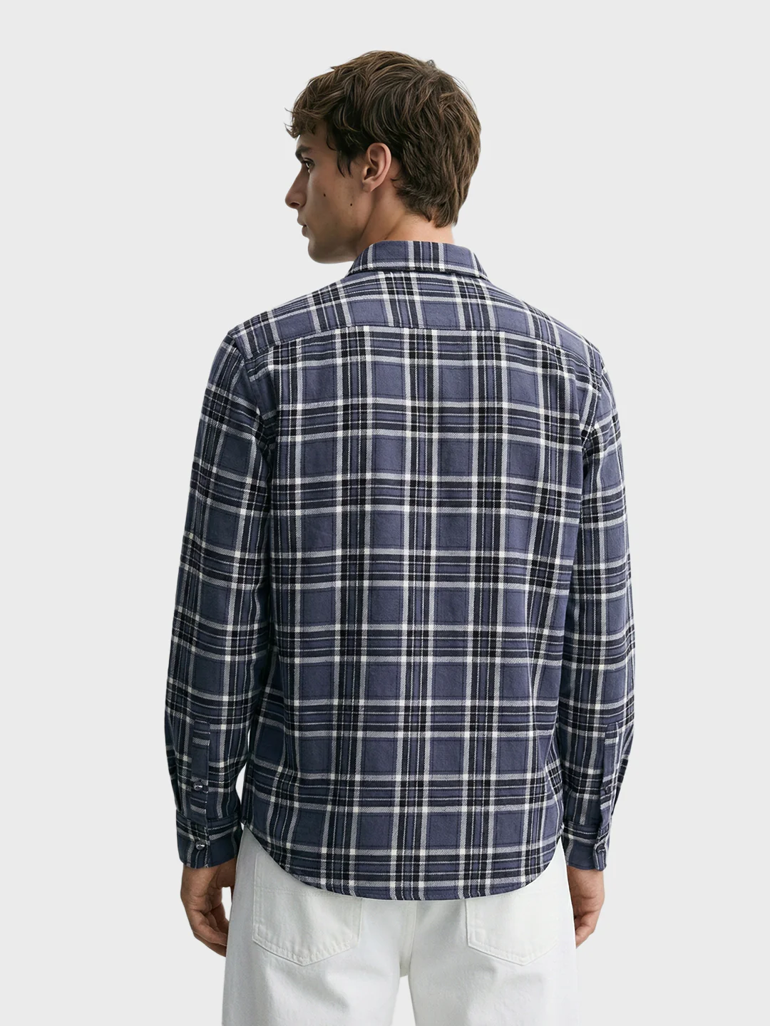 Men's Grey Slim Fit Checkered Casual Shirts - Image 2
