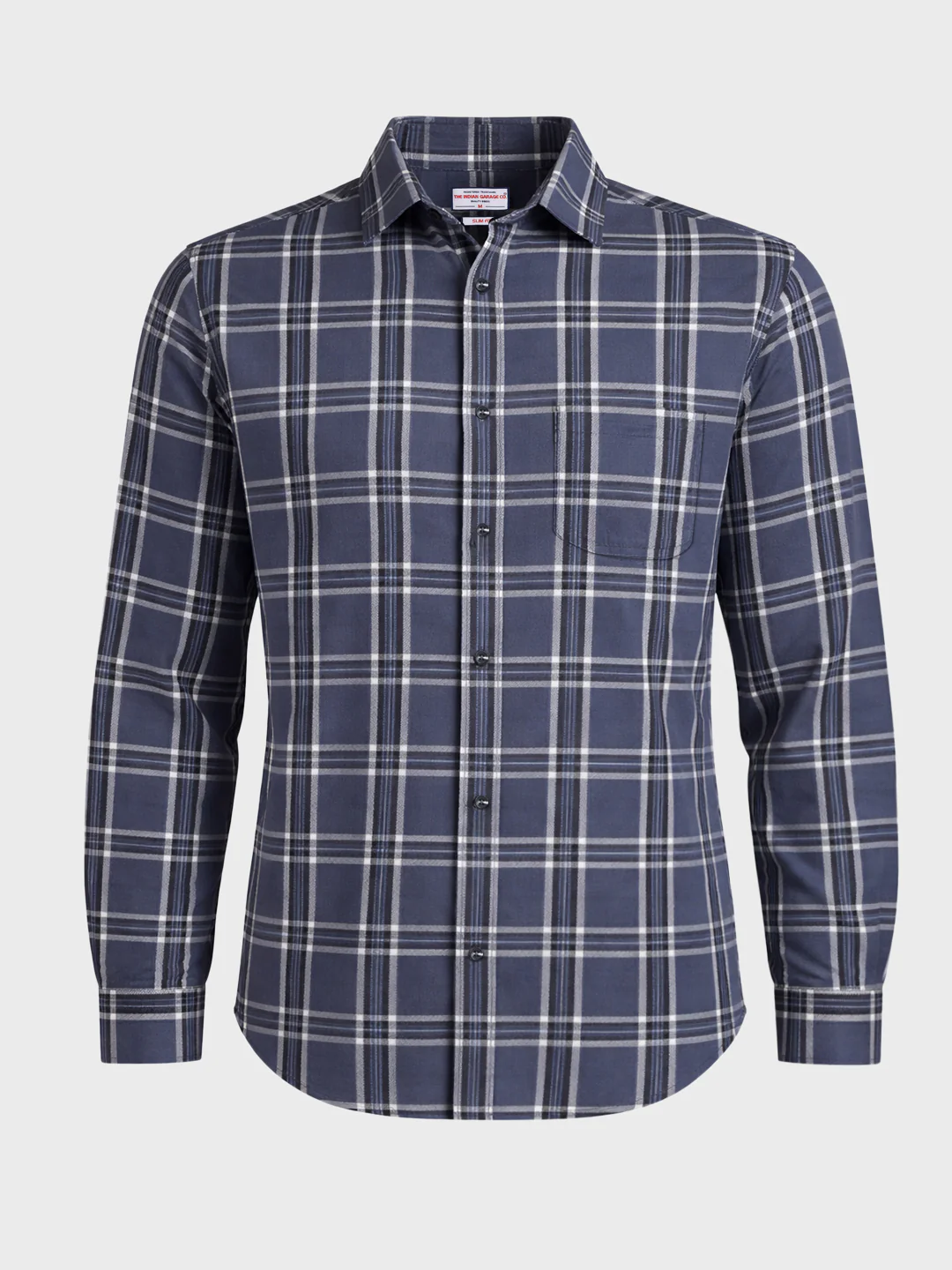 Men's Grey Slim Fit Checkered Casual Shirts - Image 4