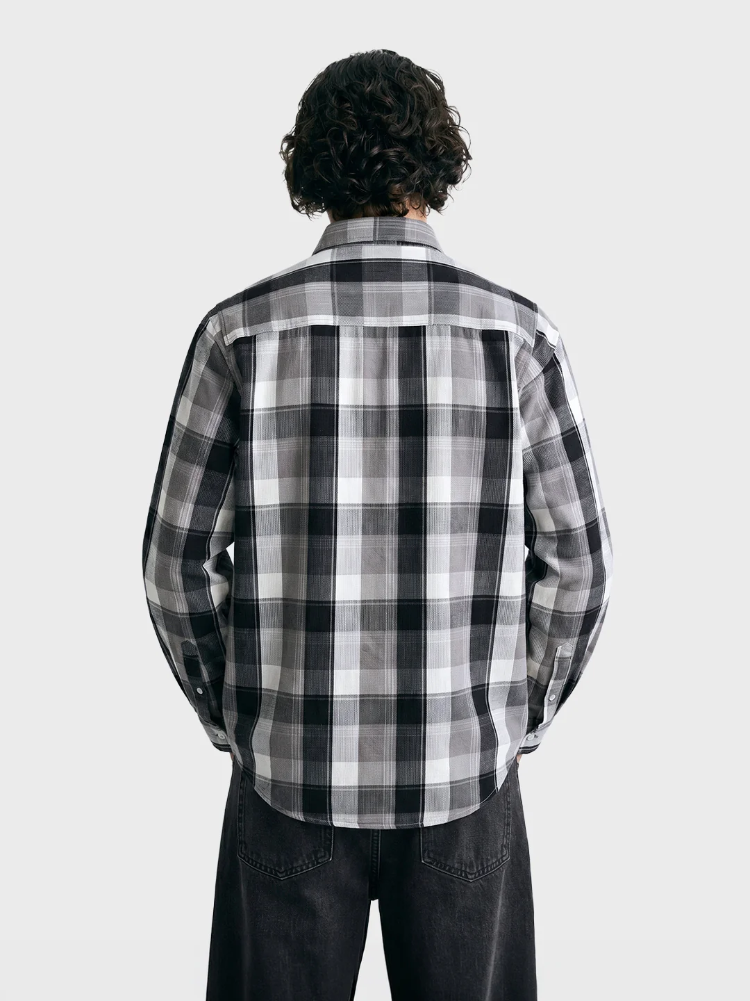 Men's Grey Slim Fit Checkered Casual Shirts - Image 5