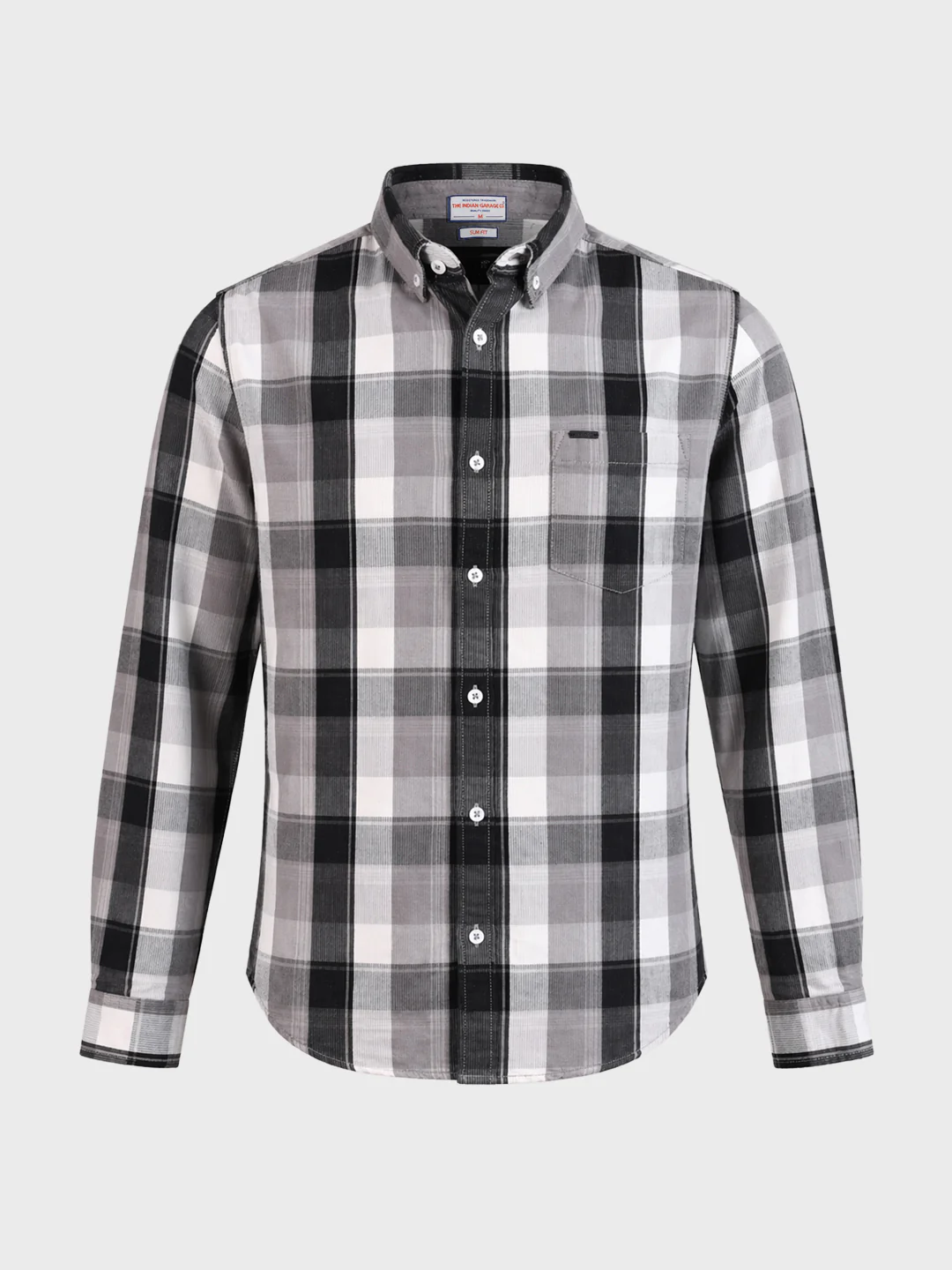 Men's Grey Slim Fit Checkered Casual Shirts - Image 6