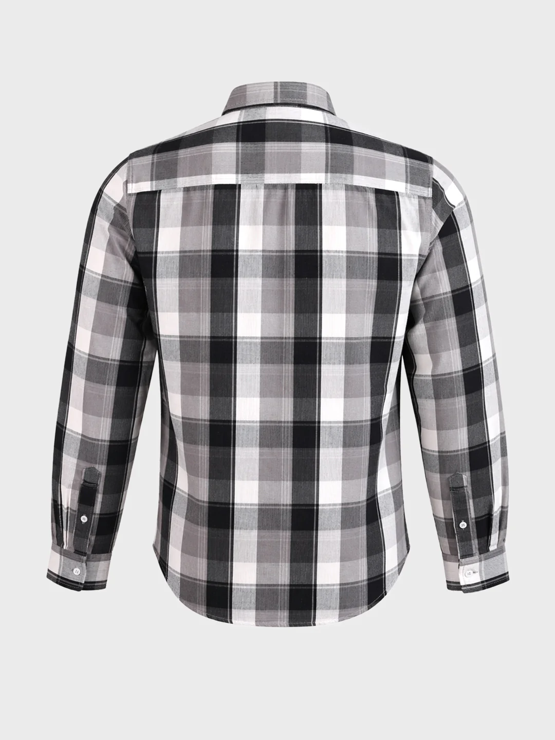 Men's Grey Slim Fit Checkered Casual Shirts - Image 7
