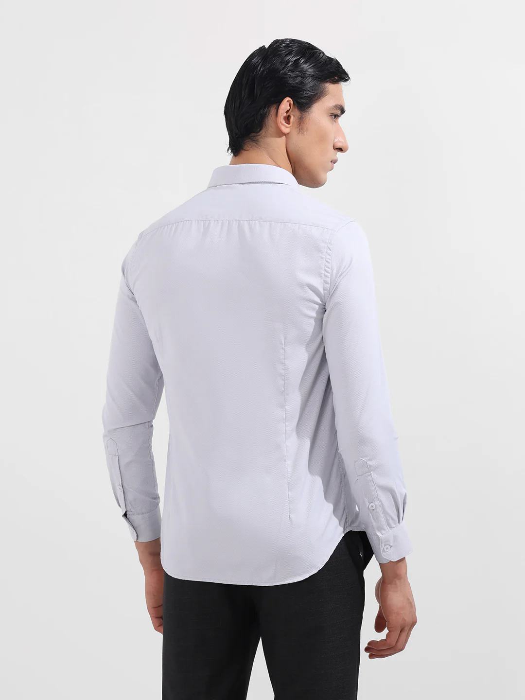 Men's Grey Slim Fit Geometric Print Formal Shirt - Image 5