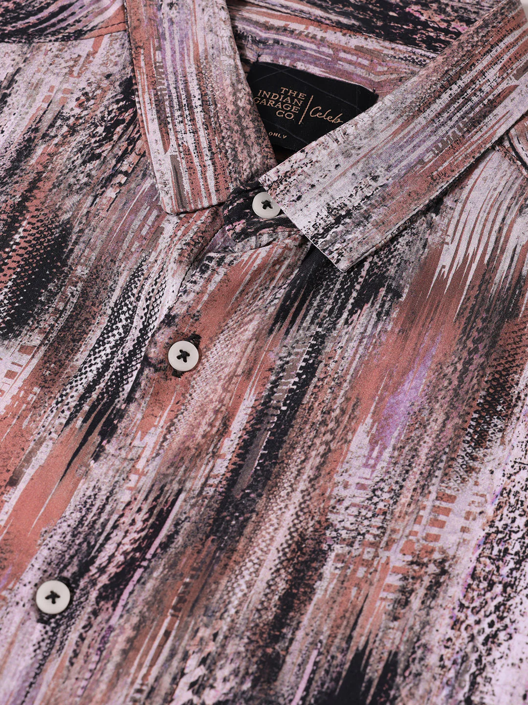 Men's Grey Slim Fit Party Wear Printed Shirt - Image 3