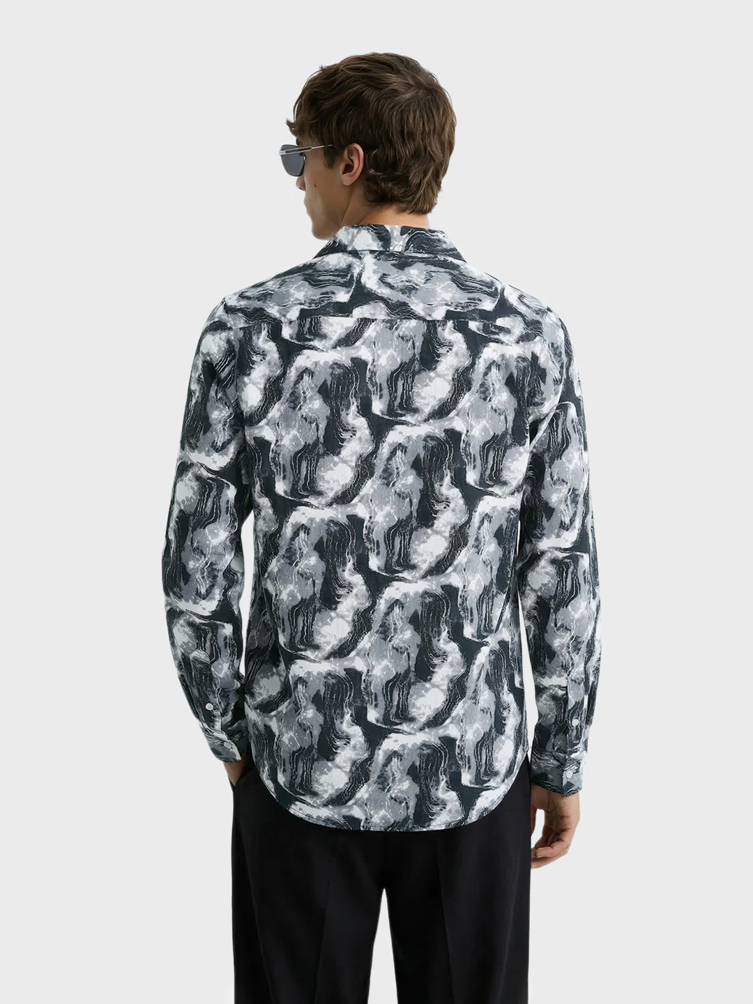 Men's Grey Slim Fit Party Wear Printed Shirt - Image 5