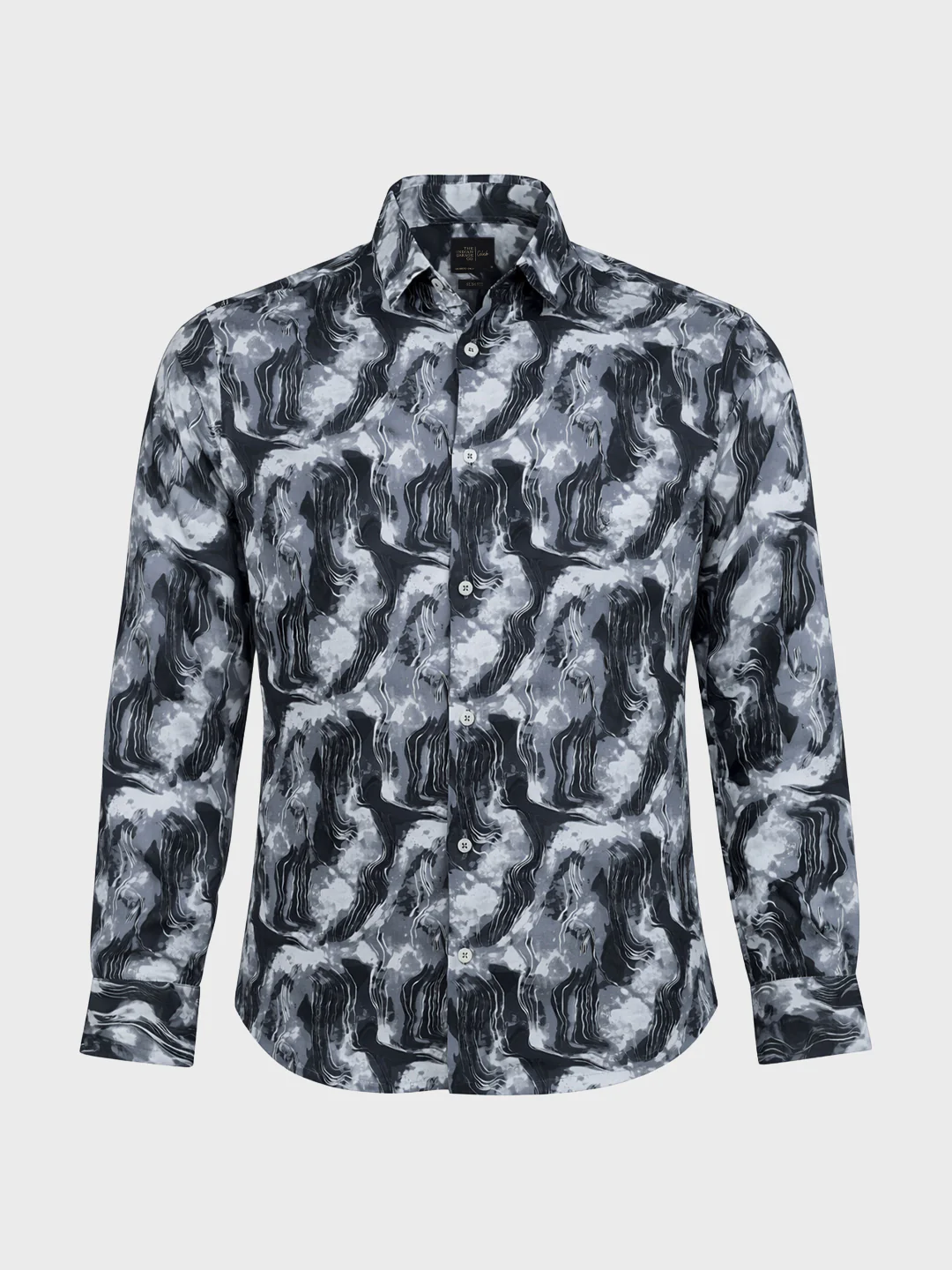 Men's Grey Slim Fit Party Wear Printed Shirt - Image 6