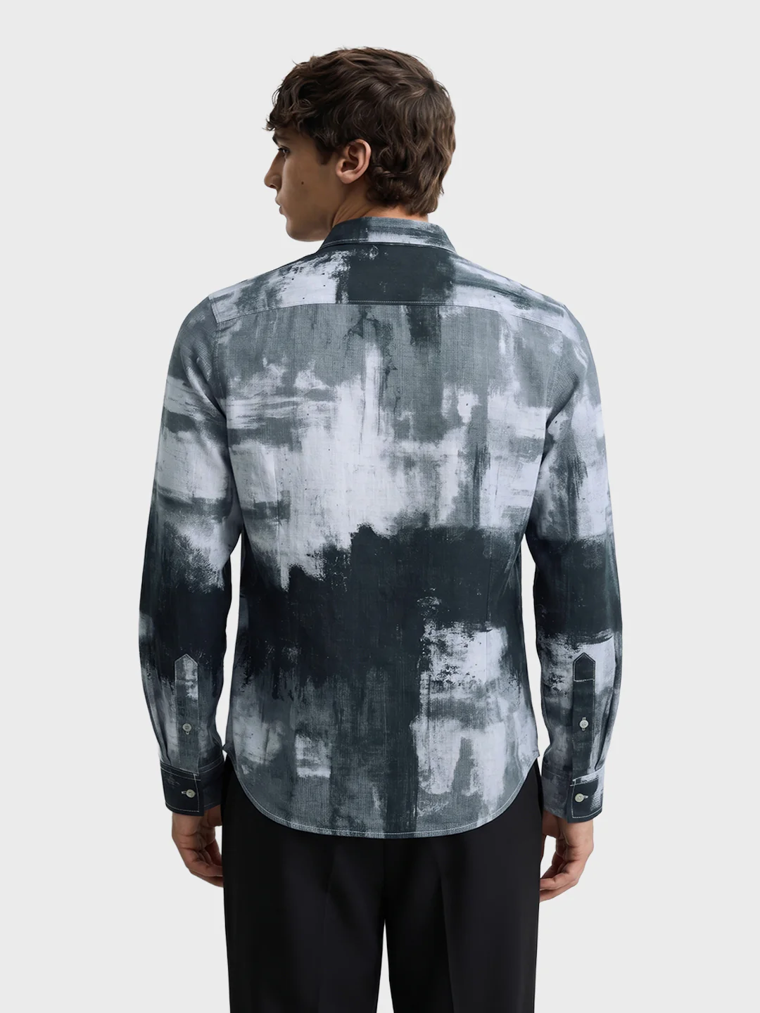 Men's Grey Slim Fit Printed Casual Shirt - Image 4